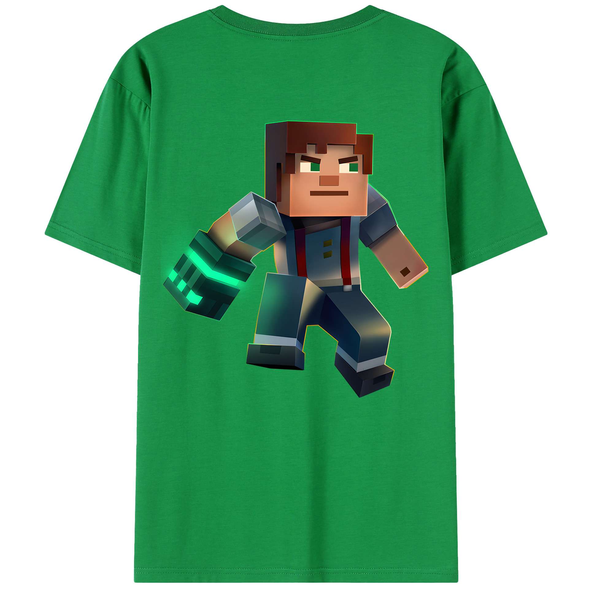（画像用） マインクラフト ブロックの世界 Minecraft MC Block world 綿100％半袖Tシャツ（背面プリント）