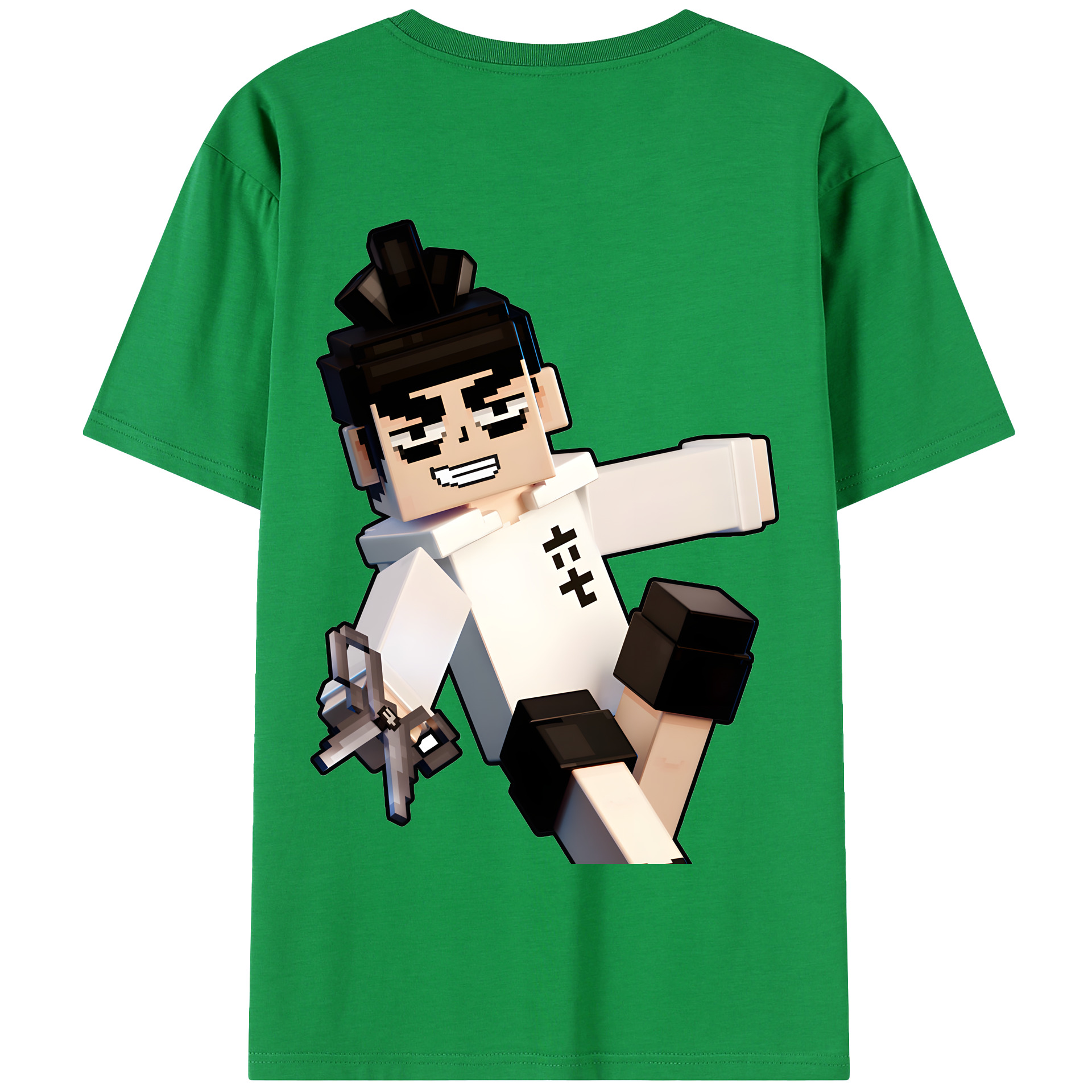 （画像用） マインクラフト ブロックの世界 Minecraft MC Block world 綿100％半袖Tシャツ（背面プリント）
