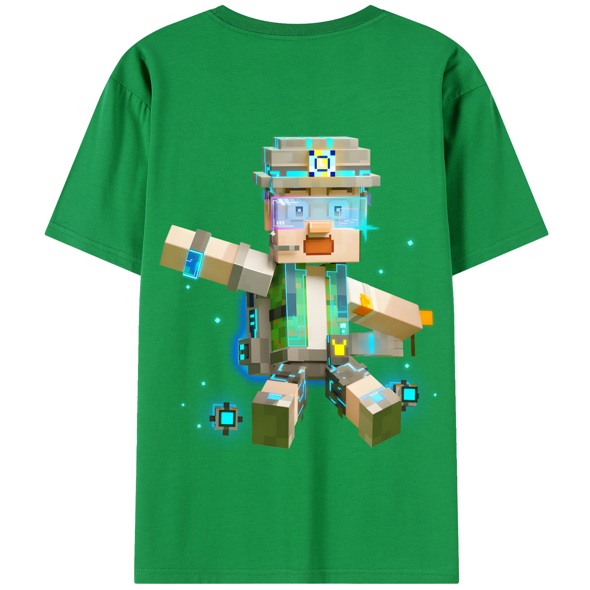 （画像用） マインクラフト ブロックの世界 Minecraft MC Block world 綿100％半袖Tシャツ（背面プリント）