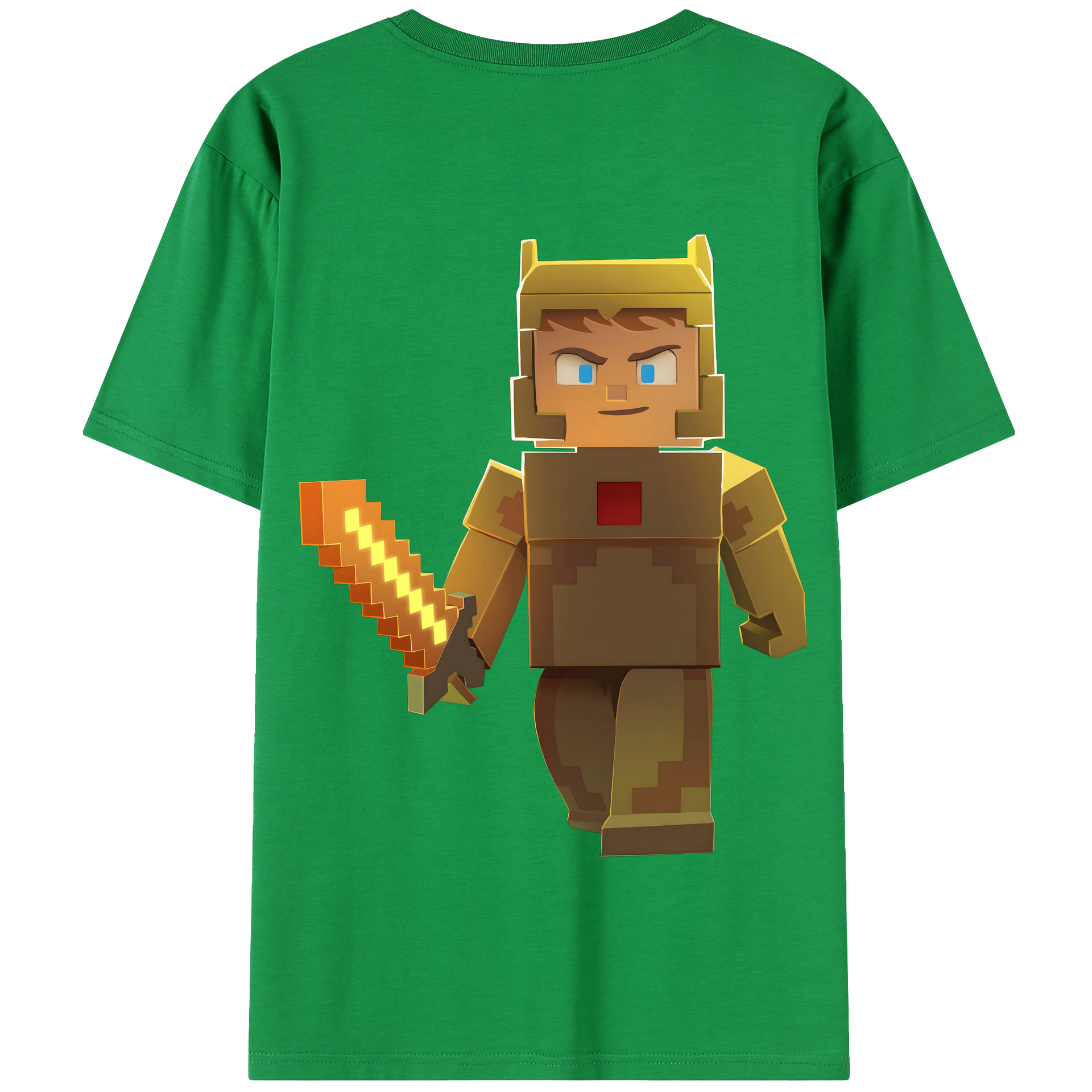 （画像用） マインクラフト ブロックの世界 Minecraft MC Block world 綿100％半袖Tシャツ（背面プリント）