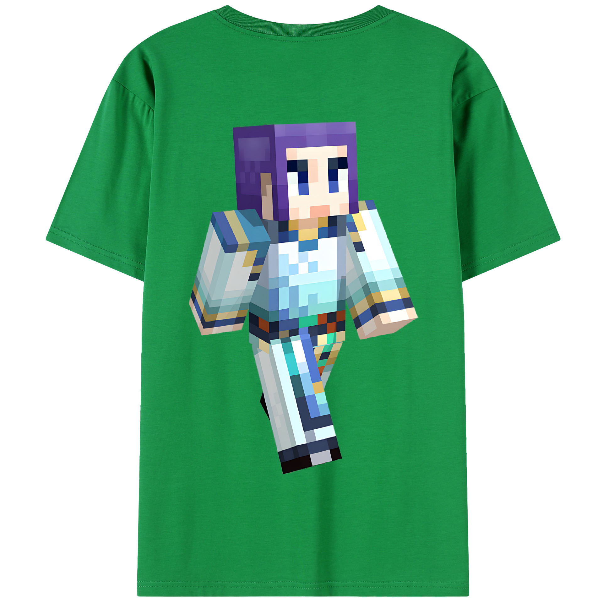 （画像用） マインクラフト ブロックの世界 Minecraft MC Block world 綿100％半袖Tシャツ（背面プリント）