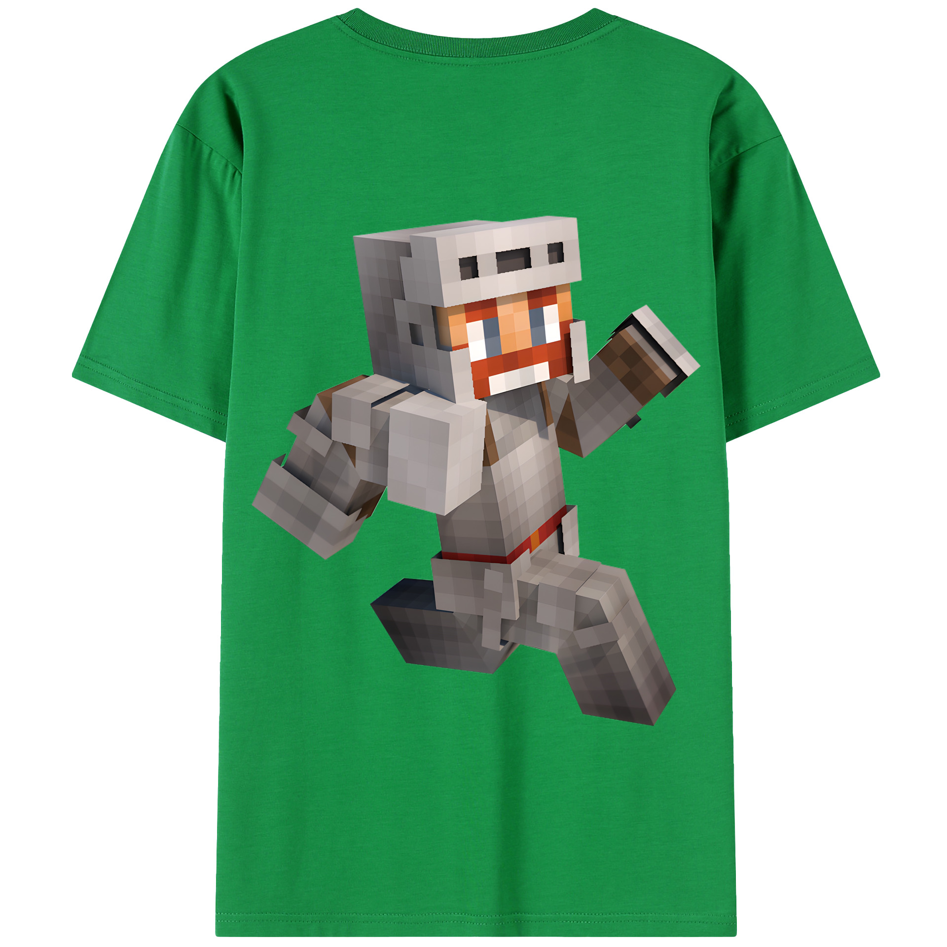 （画像用） マインクラフト ブロックの世界 Minecraft MC Block world 綿100％半袖Tシャツ（背面プリント）