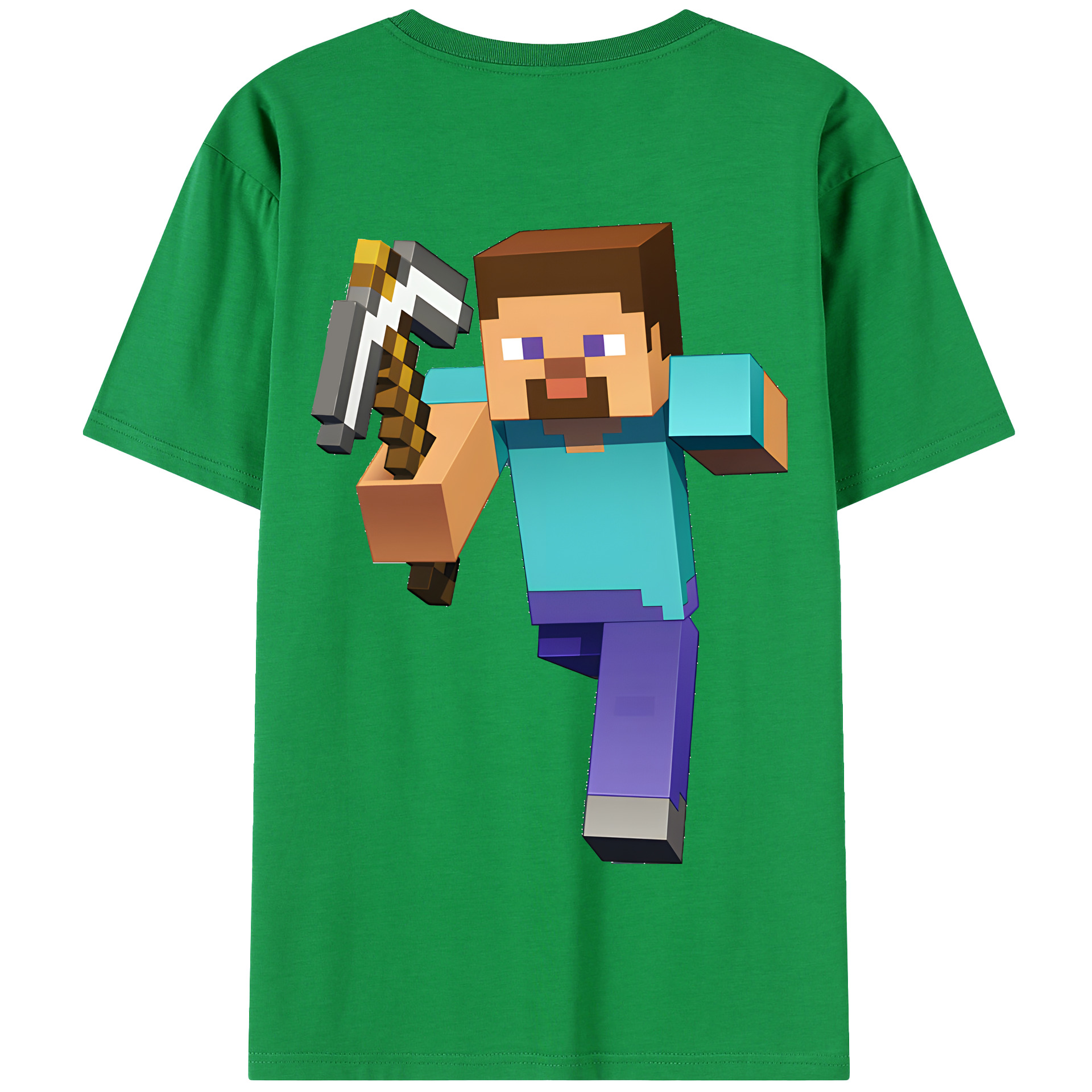 （画像用） マインクラフト ブロックの世界 Minecraft MC Block world 綿100％半袖Tシャツ（背面プリント）