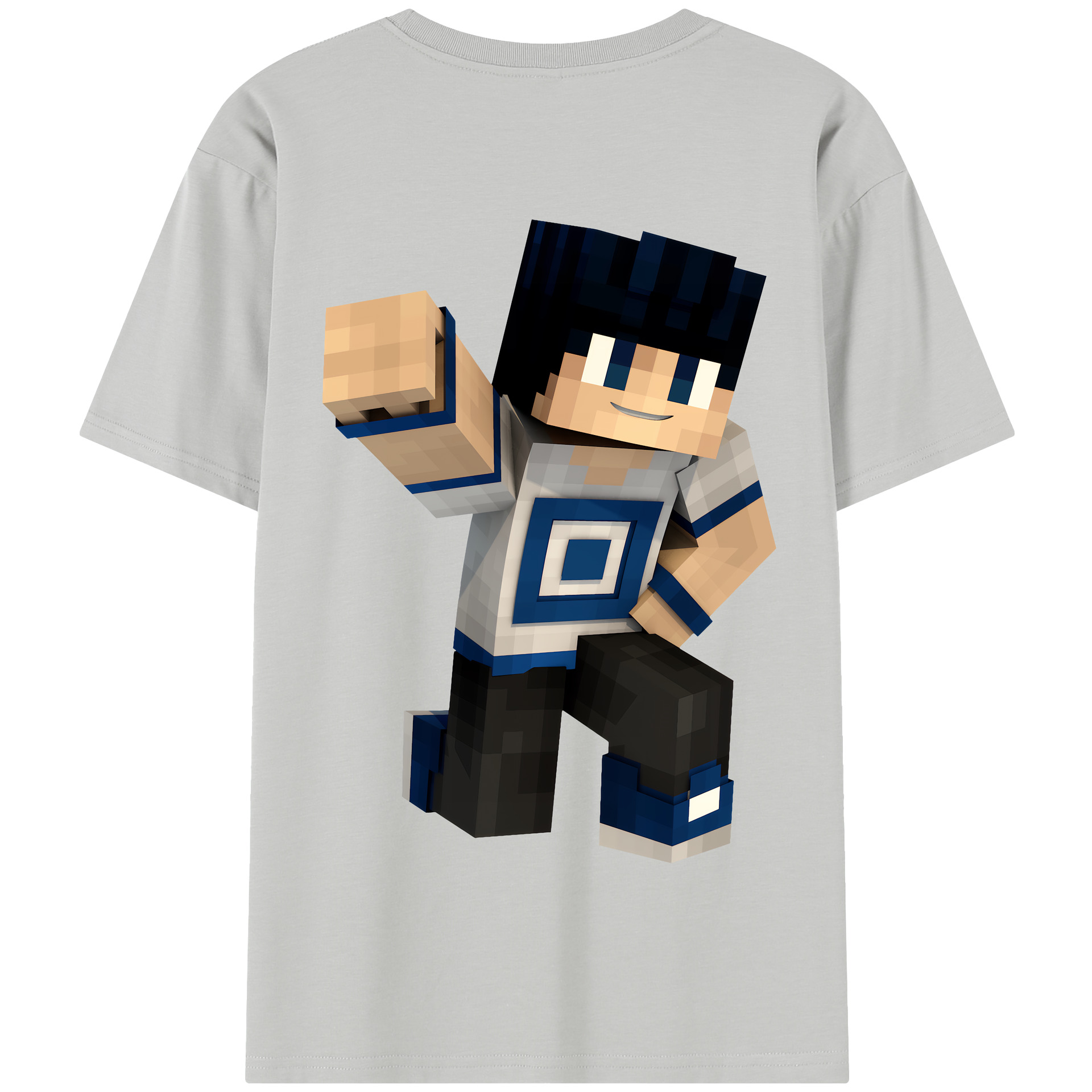 （画像用） マインクラフト ブロックの世界 Minecraft MC Block world 綿100％半袖Tシャツ（背面プリント）