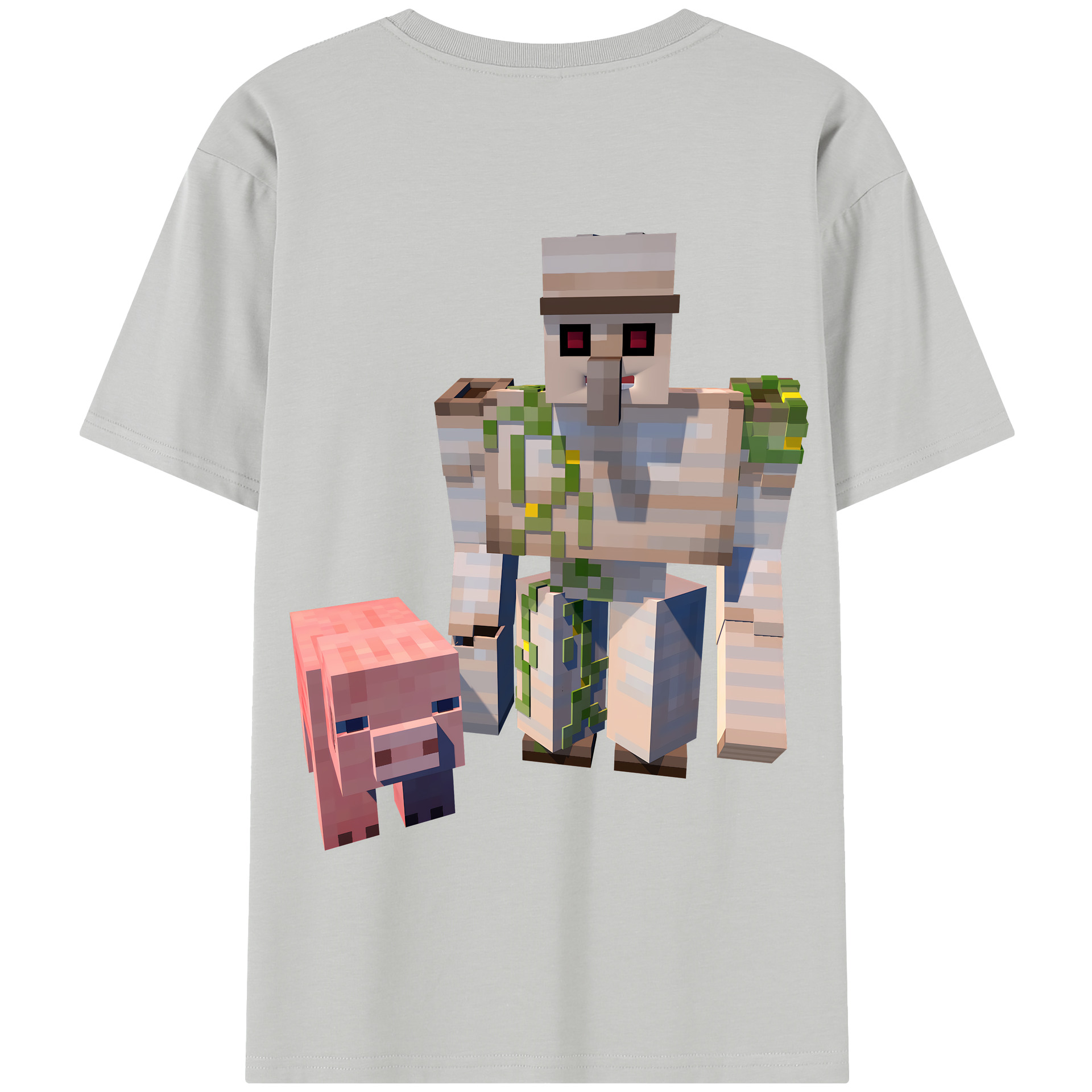 （画像用） マインクラフト ブロックの世界 Minecraft MC Block world 綿100％半袖Tシャツ（背面プリント）