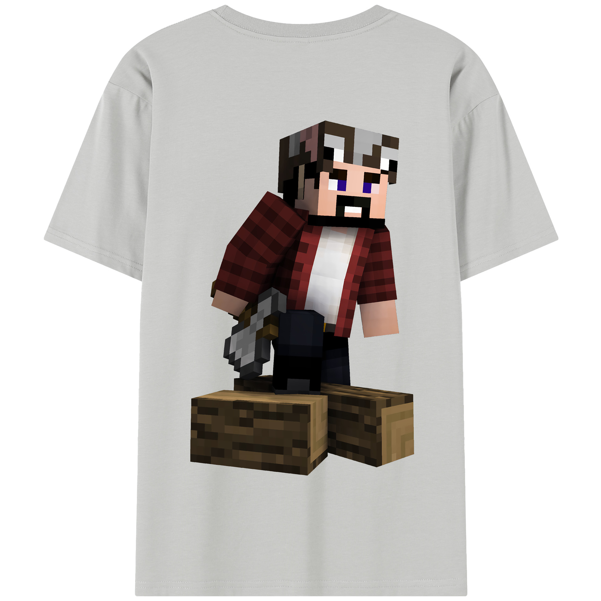 （画像用） マインクラフト ブロックの世界 Minecraft MC Block world 綿100％半袖Tシャツ（背面プリント）