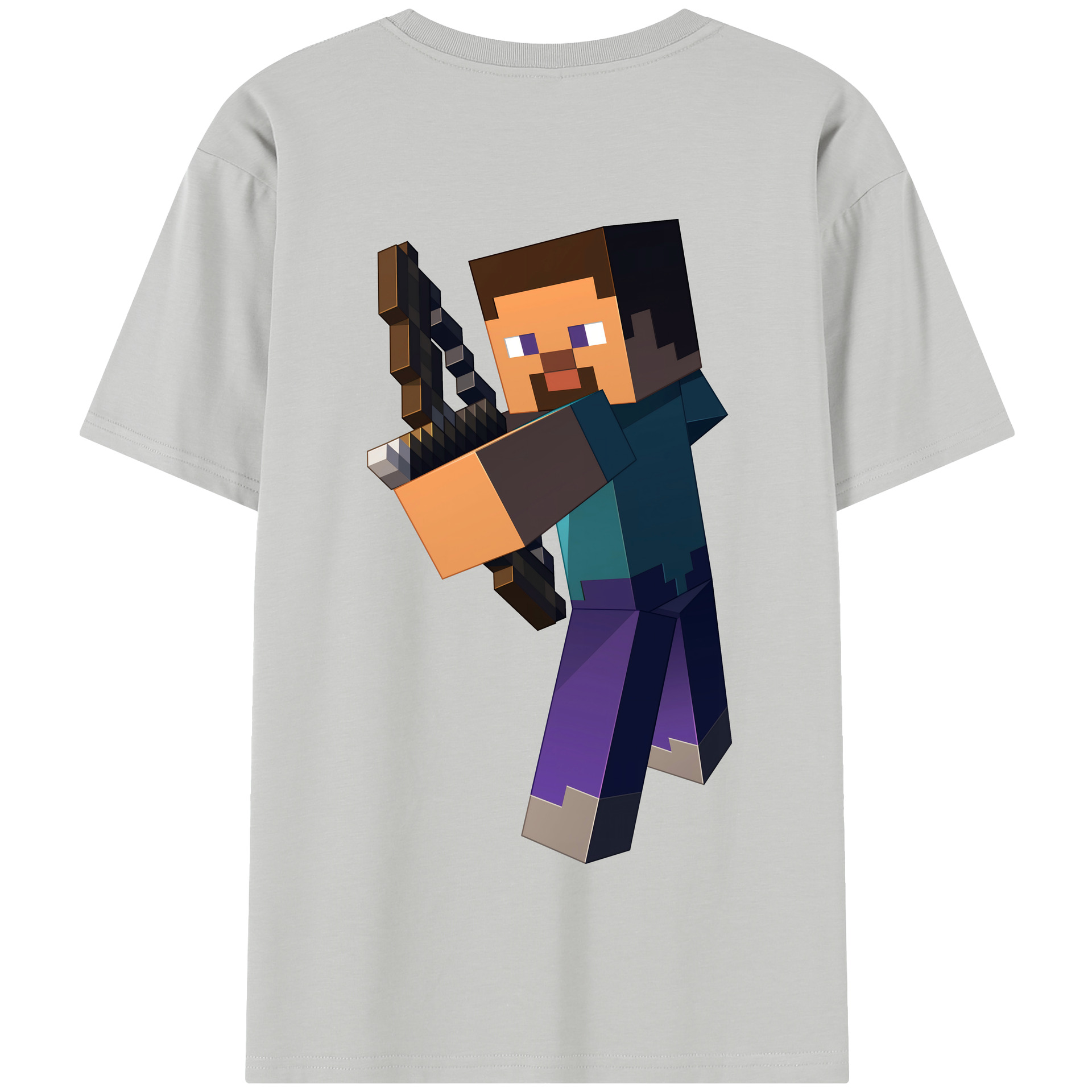（画像用） マインクラフト ブロックの世界 Minecraft MC Block world 綿100％半袖Tシャツ（背面プリント）