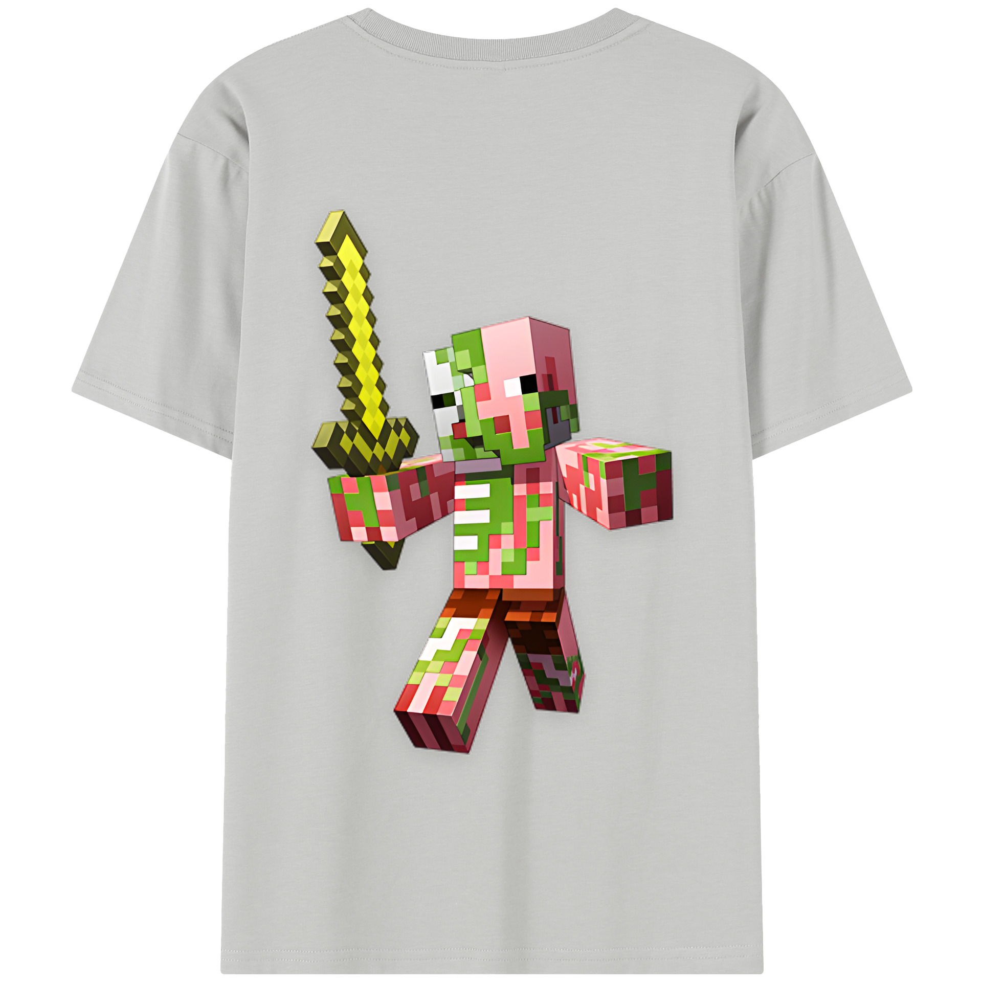 （画像用） マインクラフト ブロックの世界 Minecraft MC Block world 綿100％半袖Tシャツ（背面プリント）