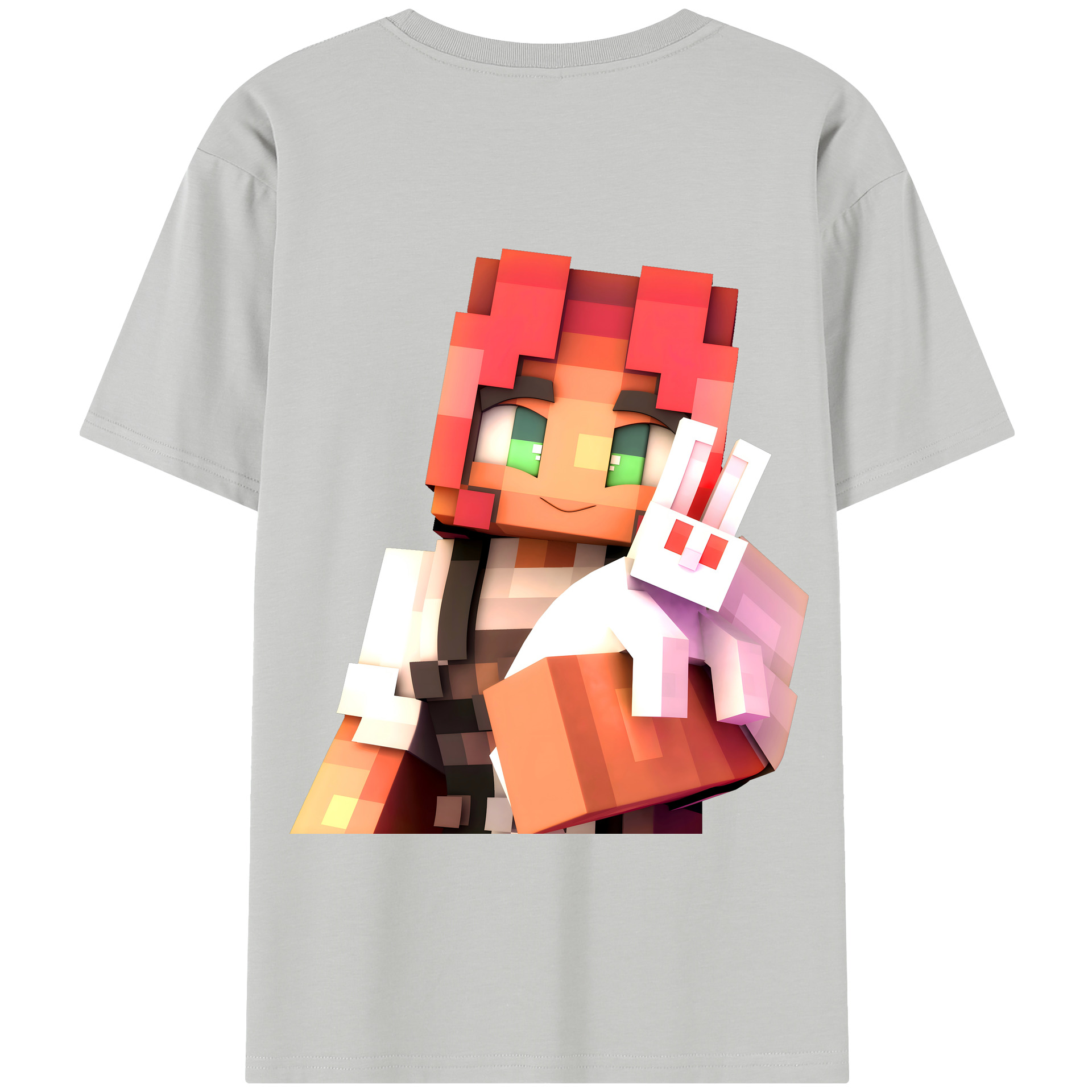 （画像用） マインクラフト ブロックの世界 Minecraft MC Block world 綿100％半袖Tシャツ（背面プリント）