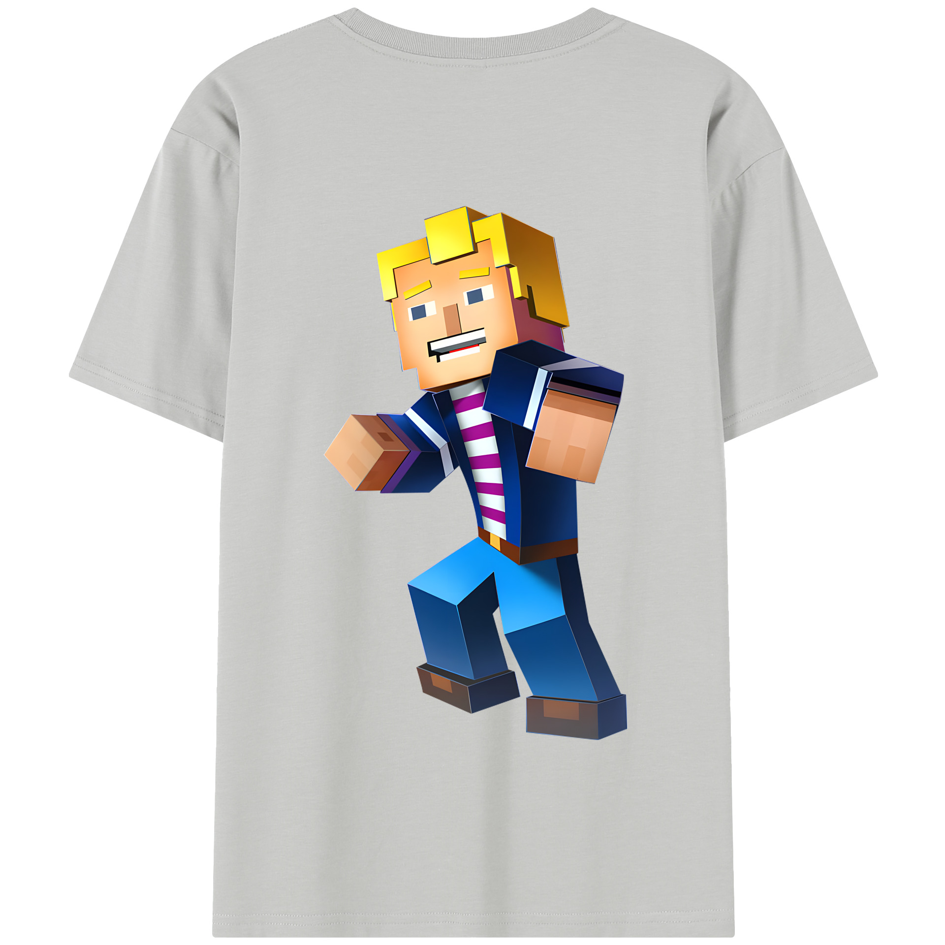 （画像用） マインクラフト ブロックの世界 Minecraft MC Block world 綿100％半袖Tシャツ（背面プリント）