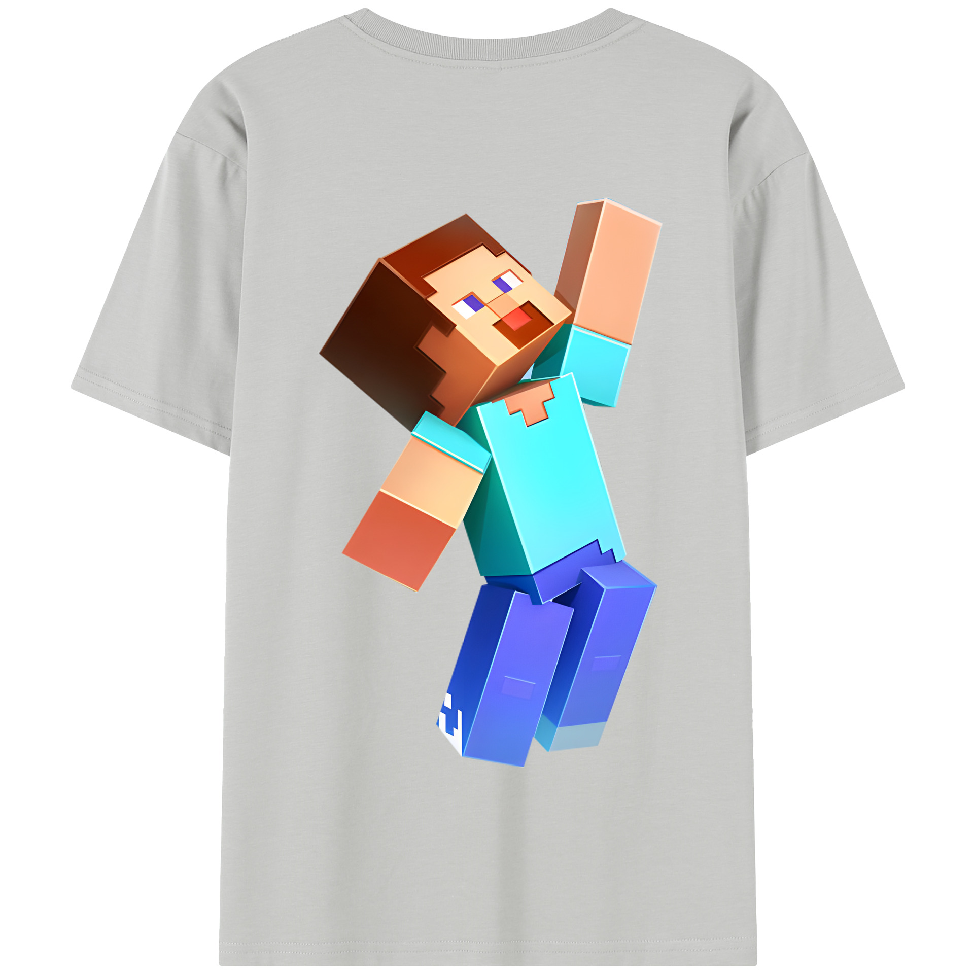 （画像用） マインクラフト ブロックの世界 Minecraft MC Block world 綿100％半袖Tシャツ（背面プリント）