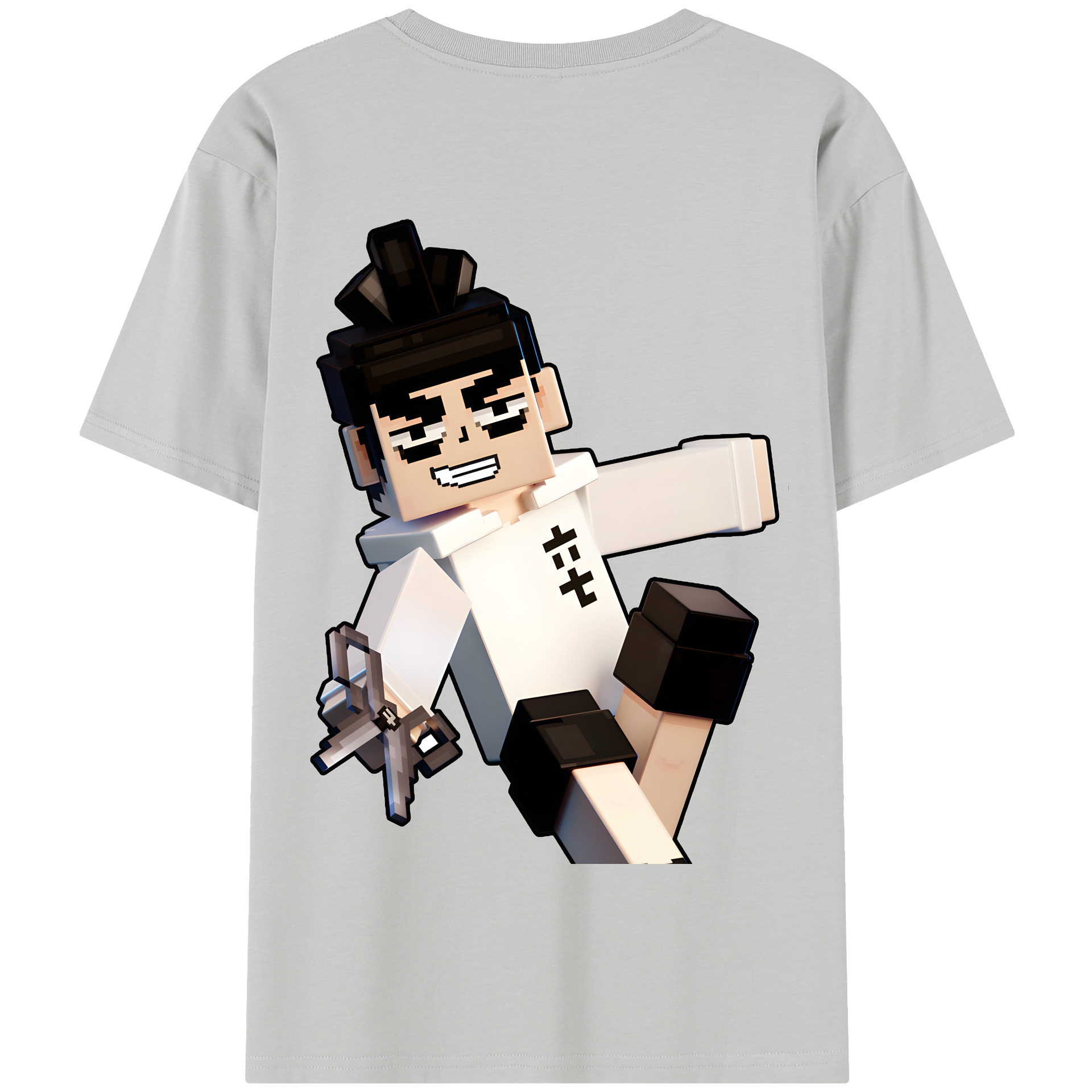 （画像用） マインクラフト ブロックの世界 Minecraft MC Block world 綿100％半袖Tシャツ（背面プリント）
