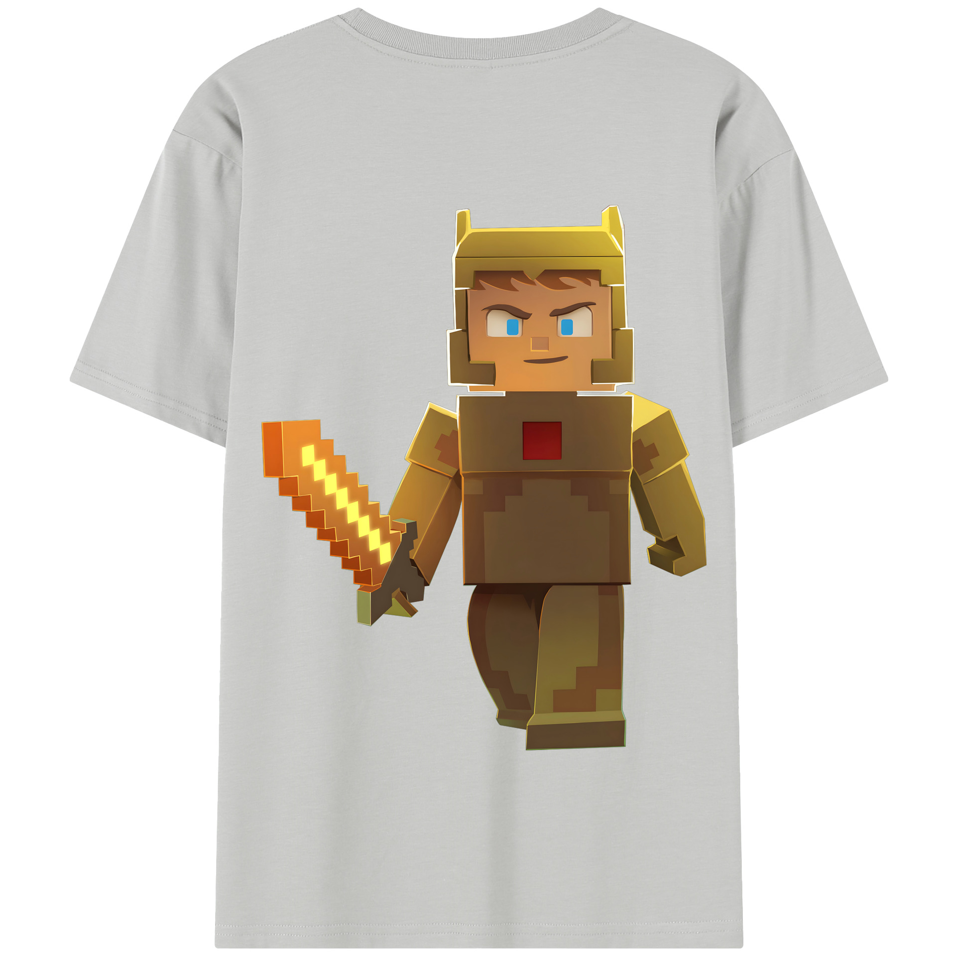 （画像用） マインクラフト ブロックの世界 Minecraft MC Block world 綿100％半袖Tシャツ（背面プリント）