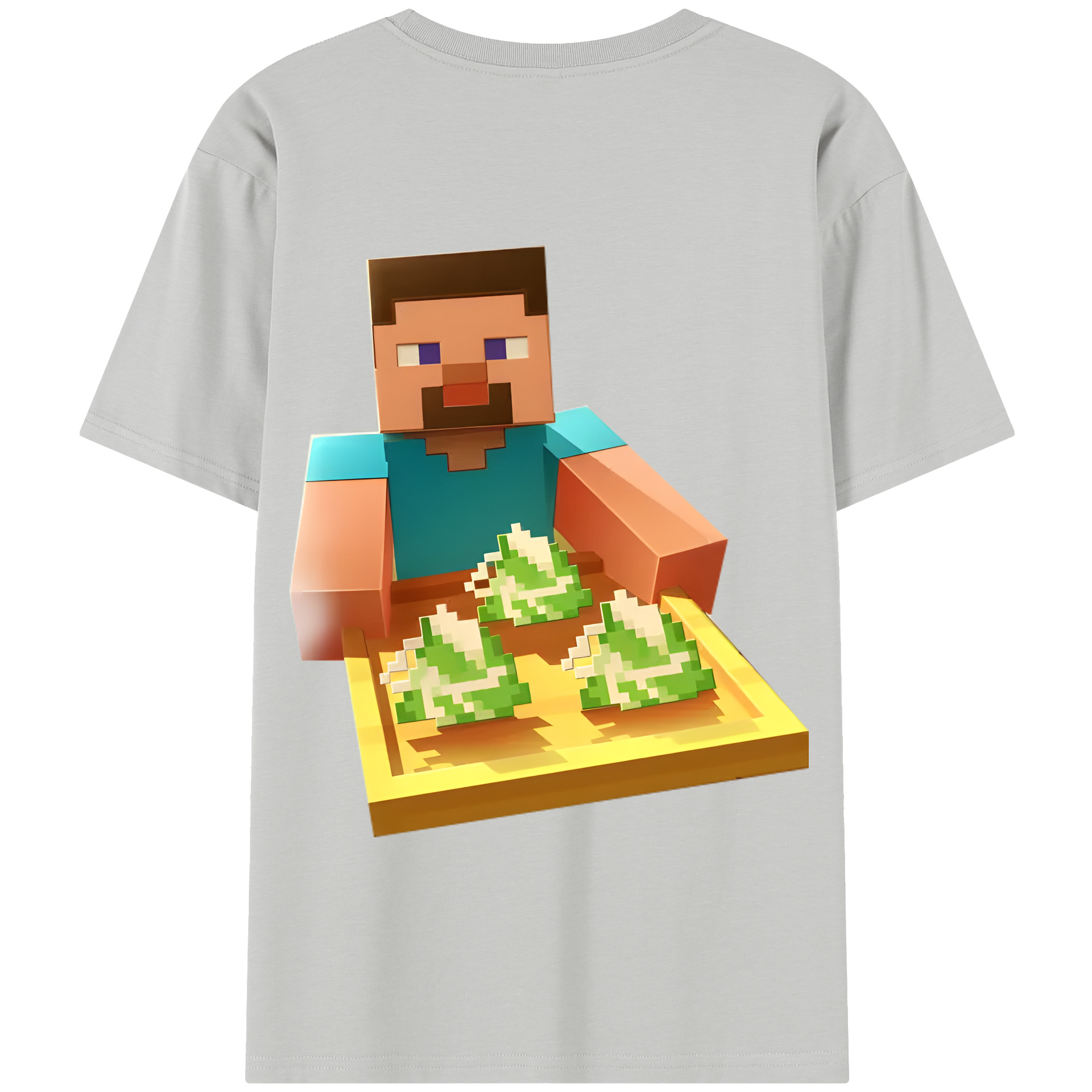 （画像用） マインクラフト ブロックの世界 Minecraft MC Block world 綿100％半袖Tシャツ（背面プリント）