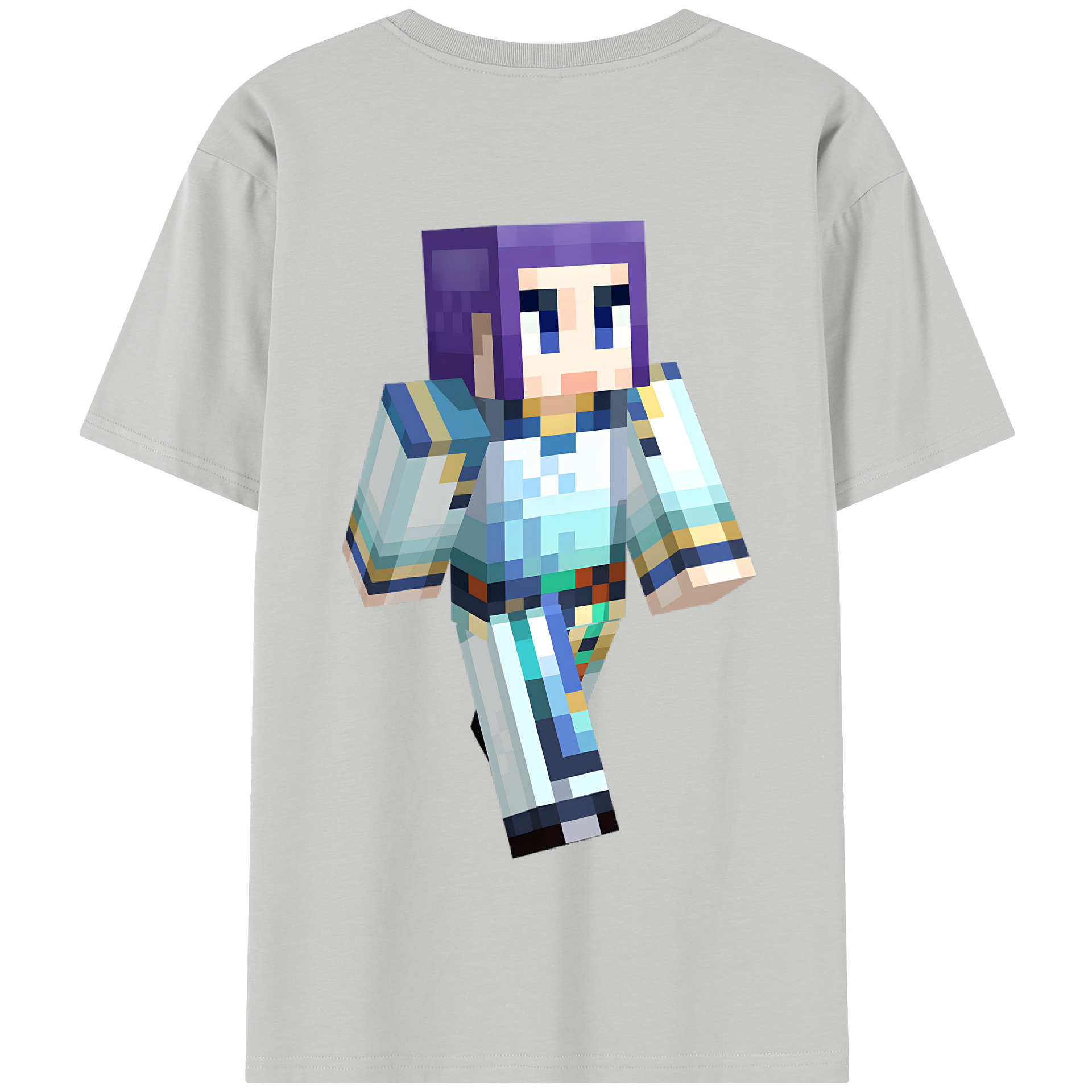 （画像用） マインクラフト ブロックの世界 Minecraft MC Block world 綿100％半袖Tシャツ（背面プリント）
