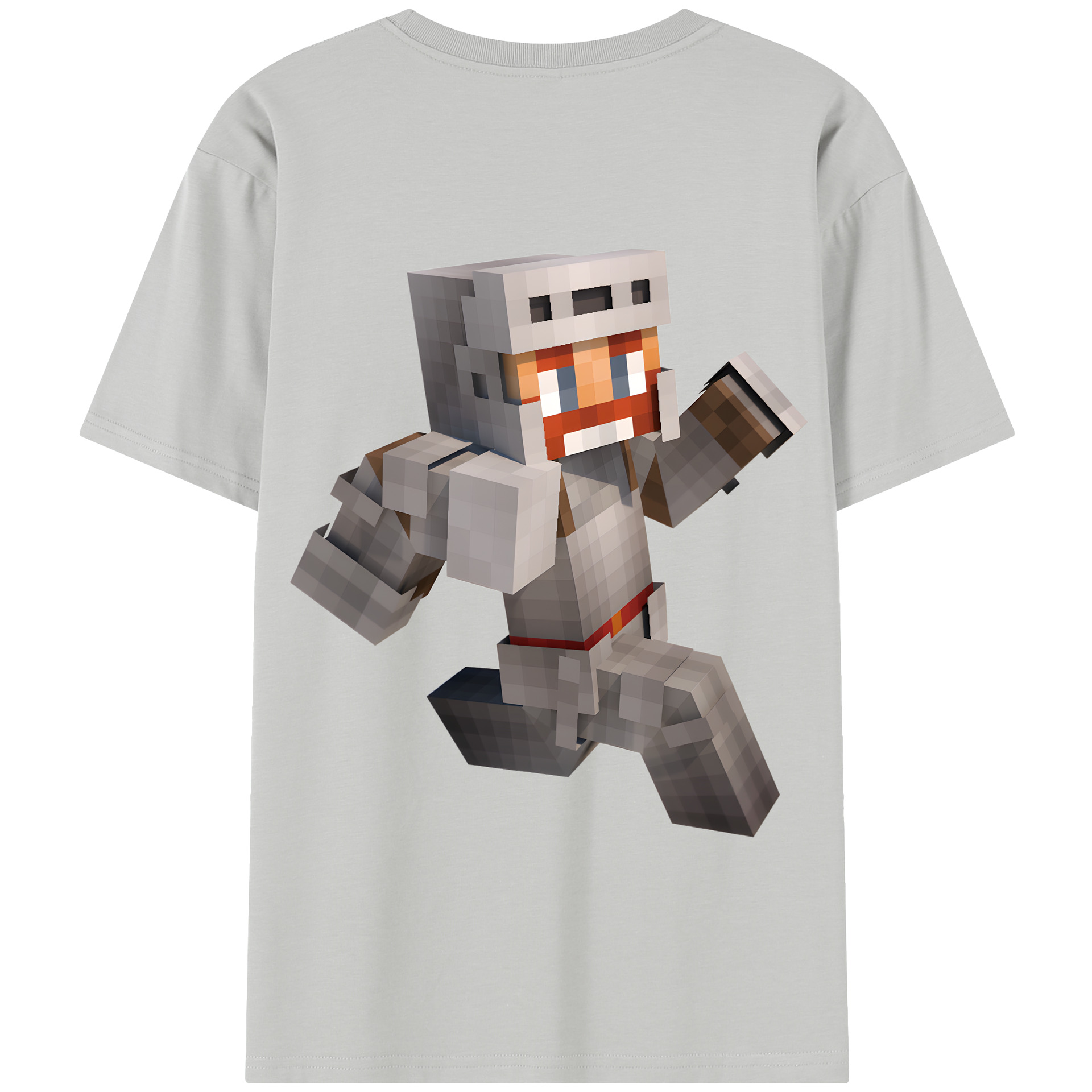 （画像用） マインクラフト ブロックの世界 Minecraft MC Block world 綿100％半袖Tシャツ（背面プリント）