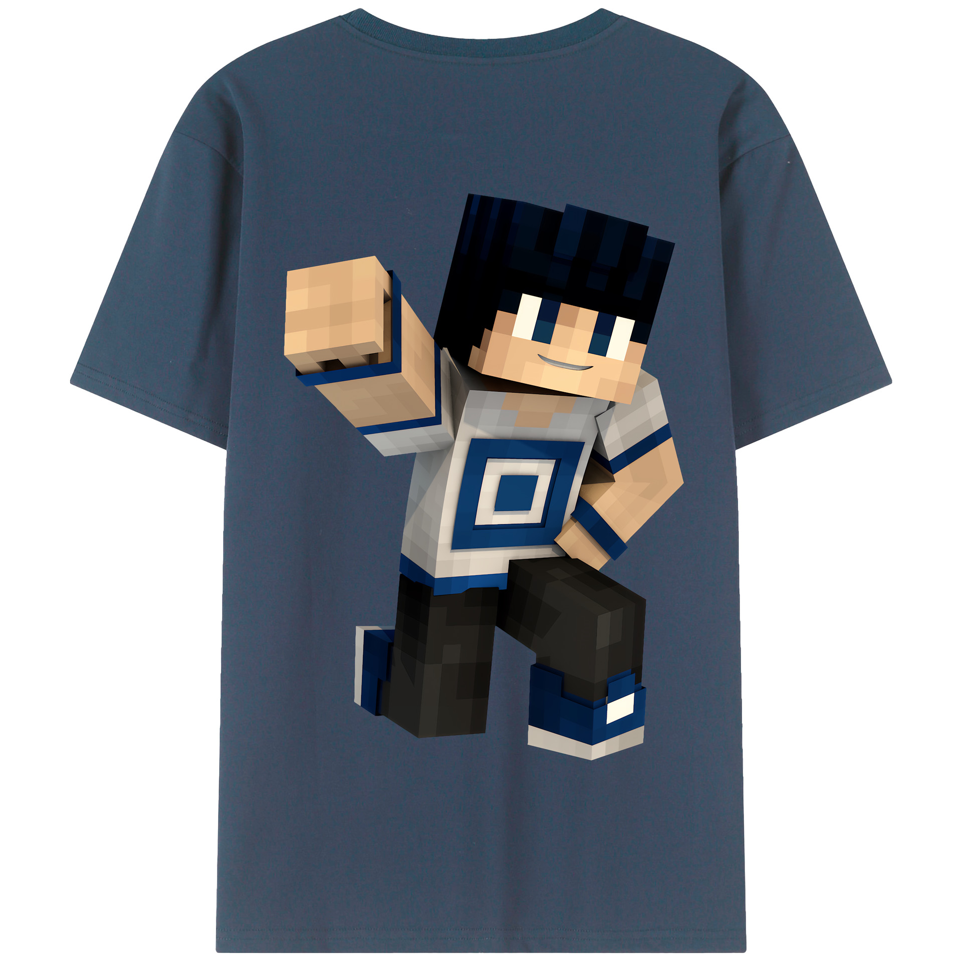 （画像用） マインクラフト ブロックの世界 Minecraft MC Block world 綿100％半袖Tシャツ（背面プリント）