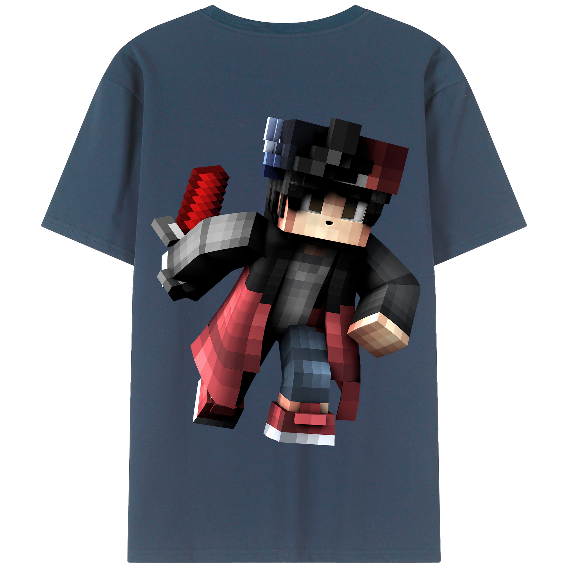 （画像用） マインクラフト ブロックの世界 Minecraft MC Block world 綿100％半袖Tシャツ（背面プリント）