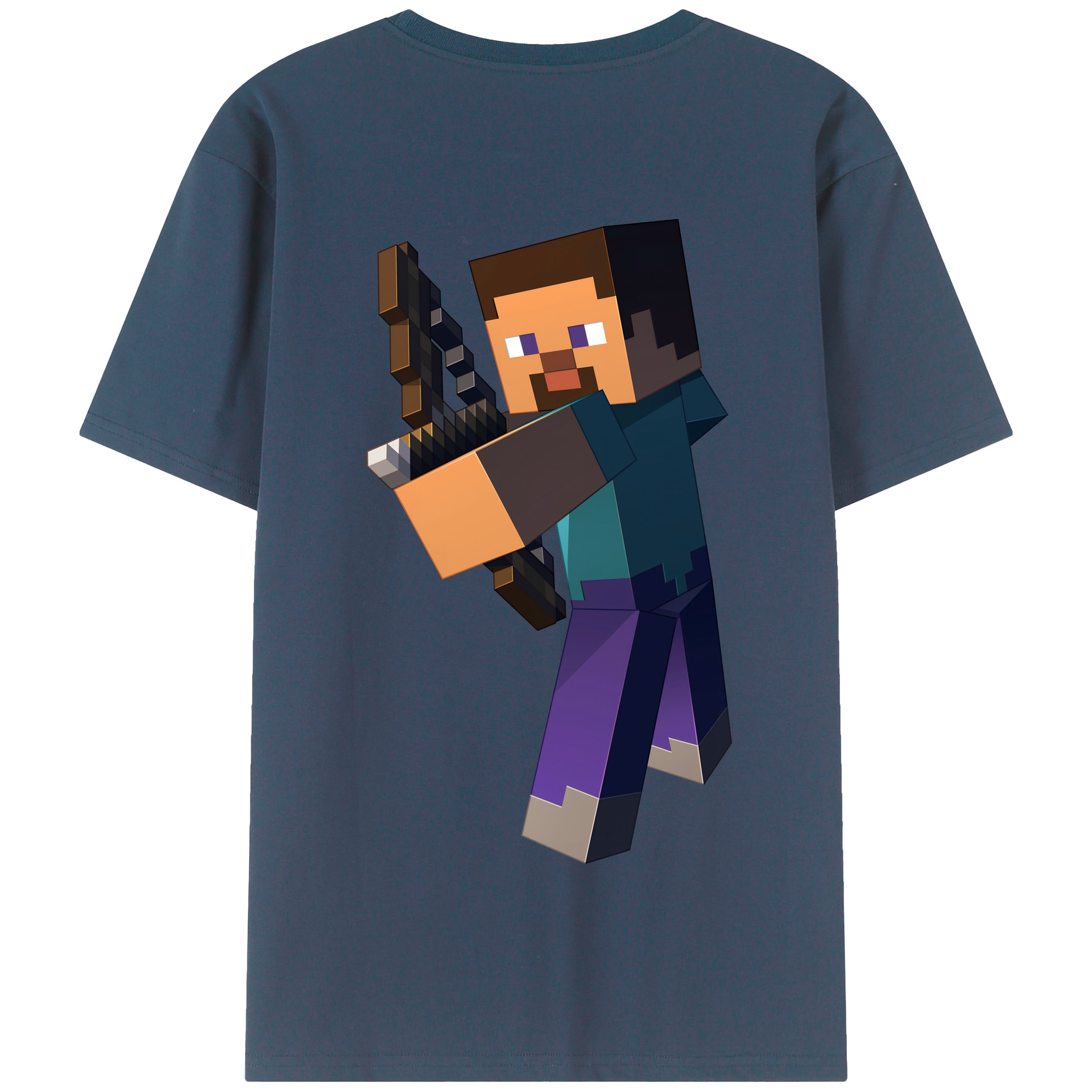 （画像用） マインクラフト ブロックの世界 Minecraft MC Block world 綿100％半袖Tシャツ（背面プリント）