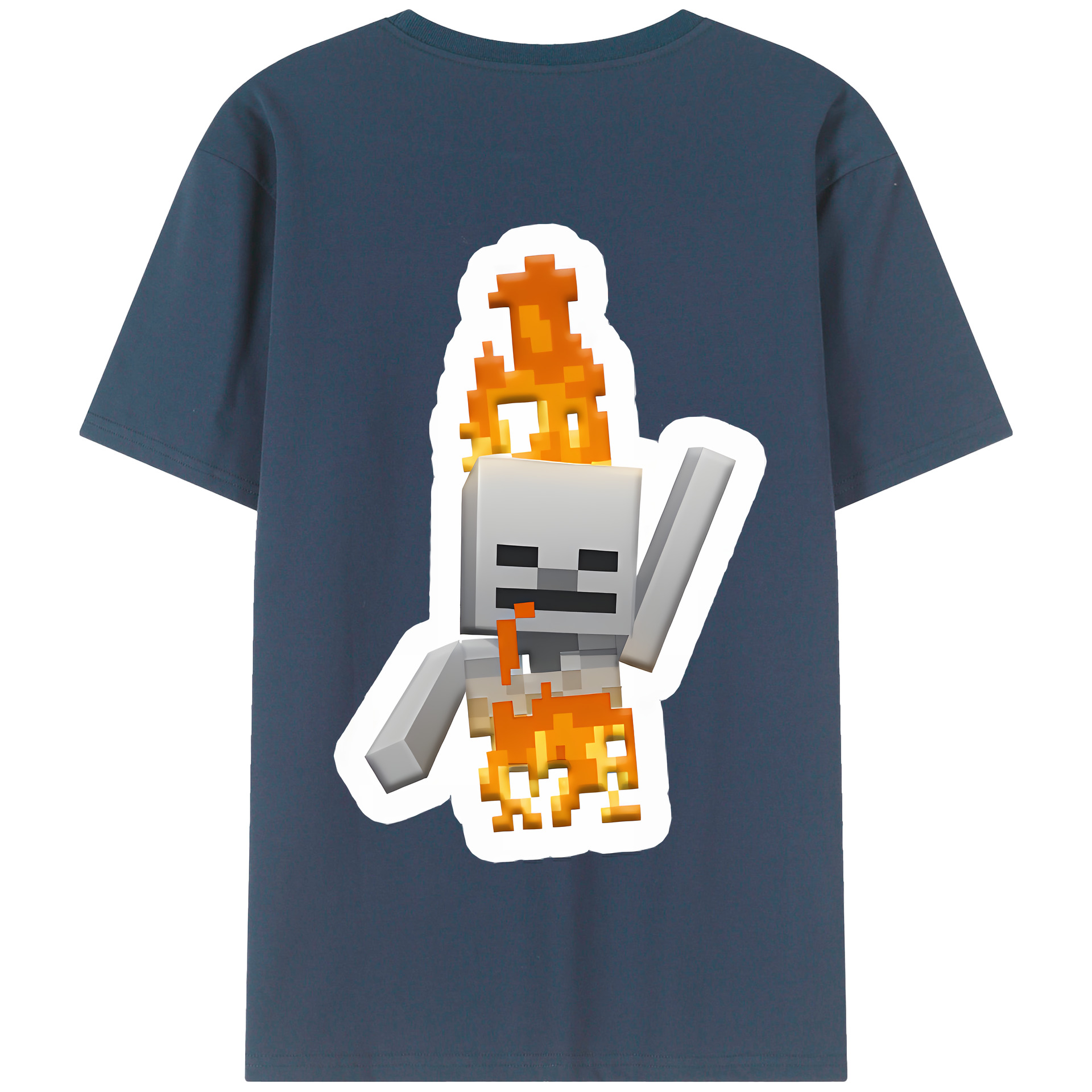 （画像用） マインクラフト ブロックの世界 Minecraft MC Block world 綿100％半袖Tシャツ（背面プリント）