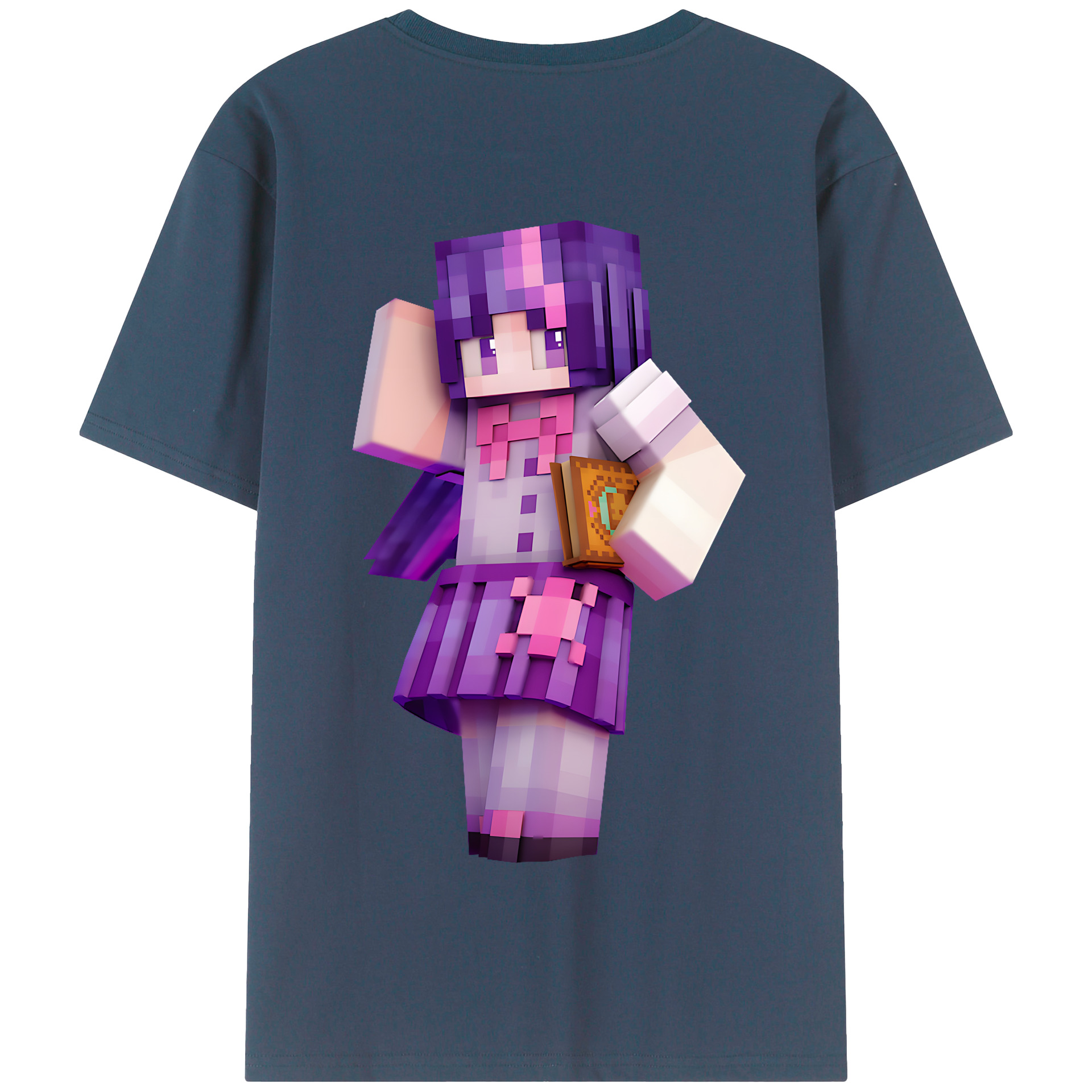 （画像用） マインクラフト ブロックの世界 Minecraft MC Block world 綿100％半袖Tシャツ（背面プリント）