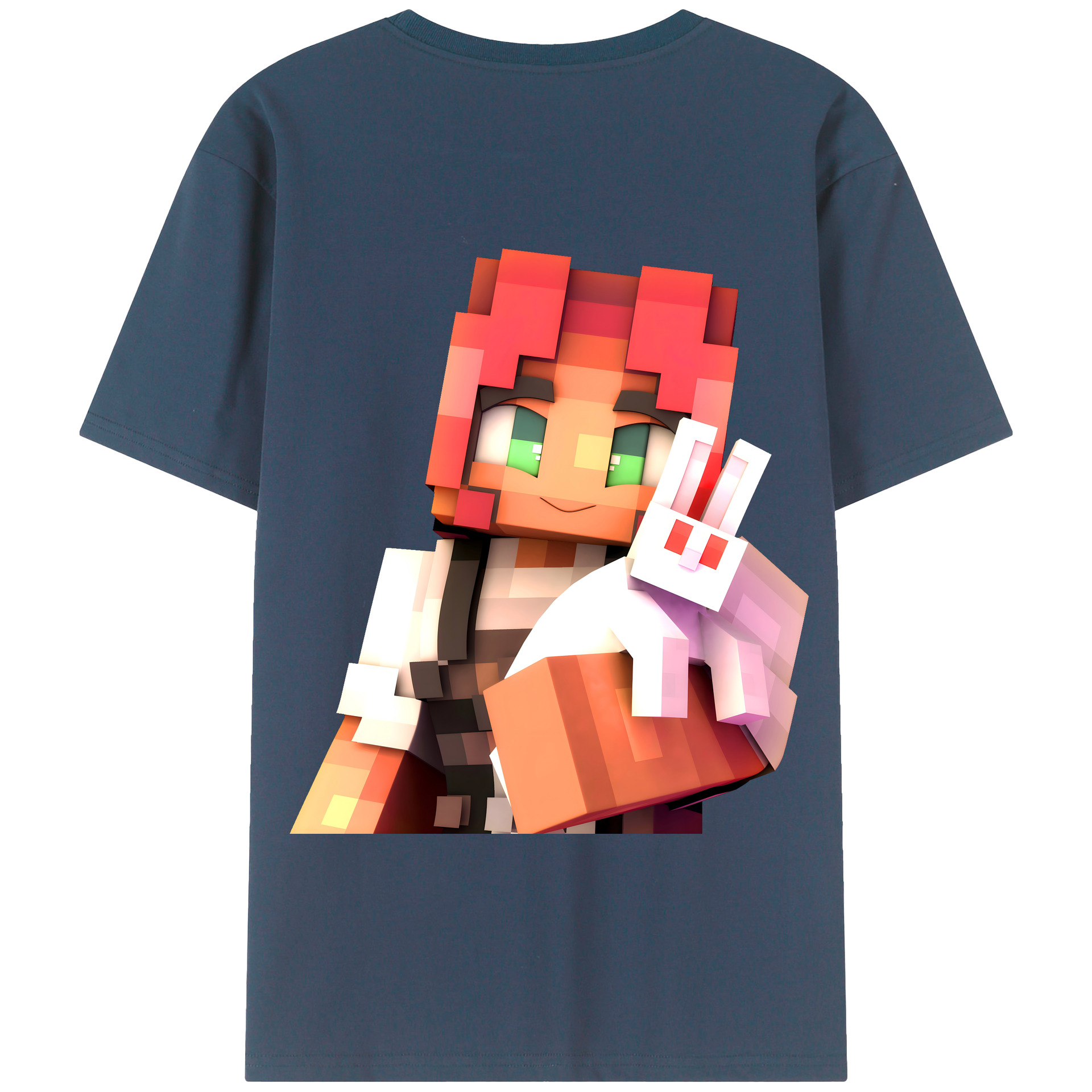 （画像用） マインクラフト ブロックの世界 Minecraft MC Block world 綿100％半袖Tシャツ（背面プリント）