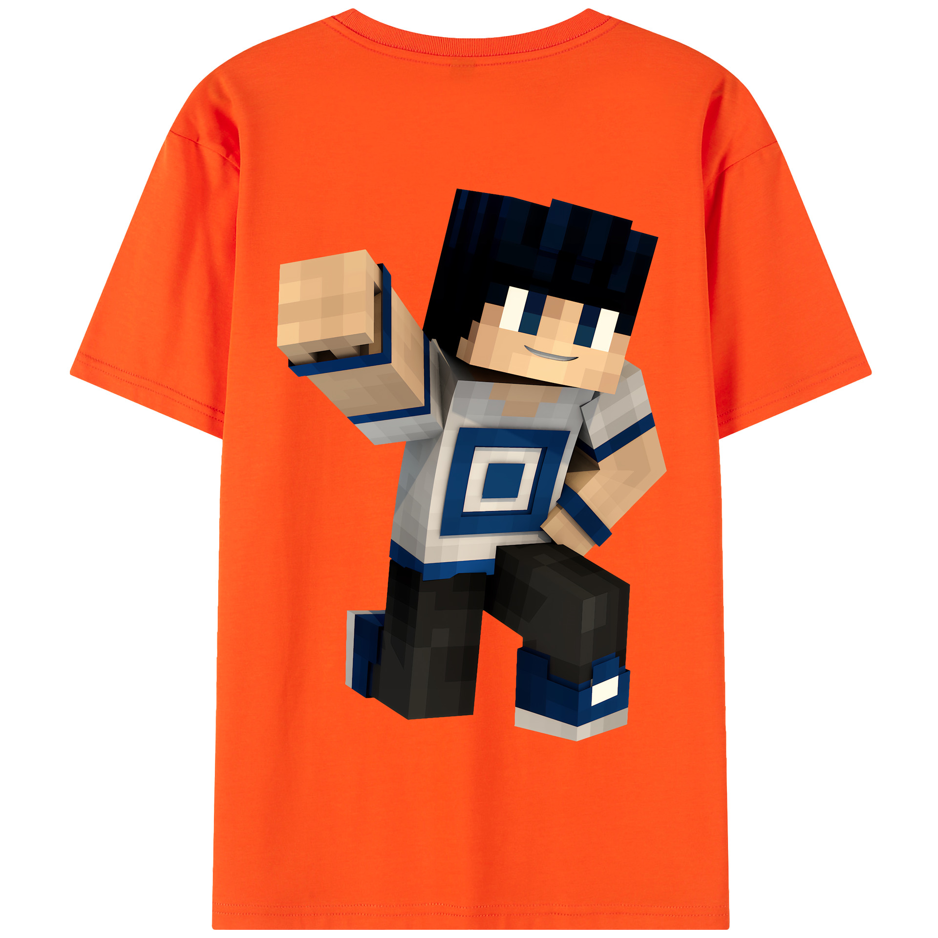 （画像用） マインクラフト ブロックの世界 Minecraft MC Block world 綿100％半袖Tシャツ（背面プリント）