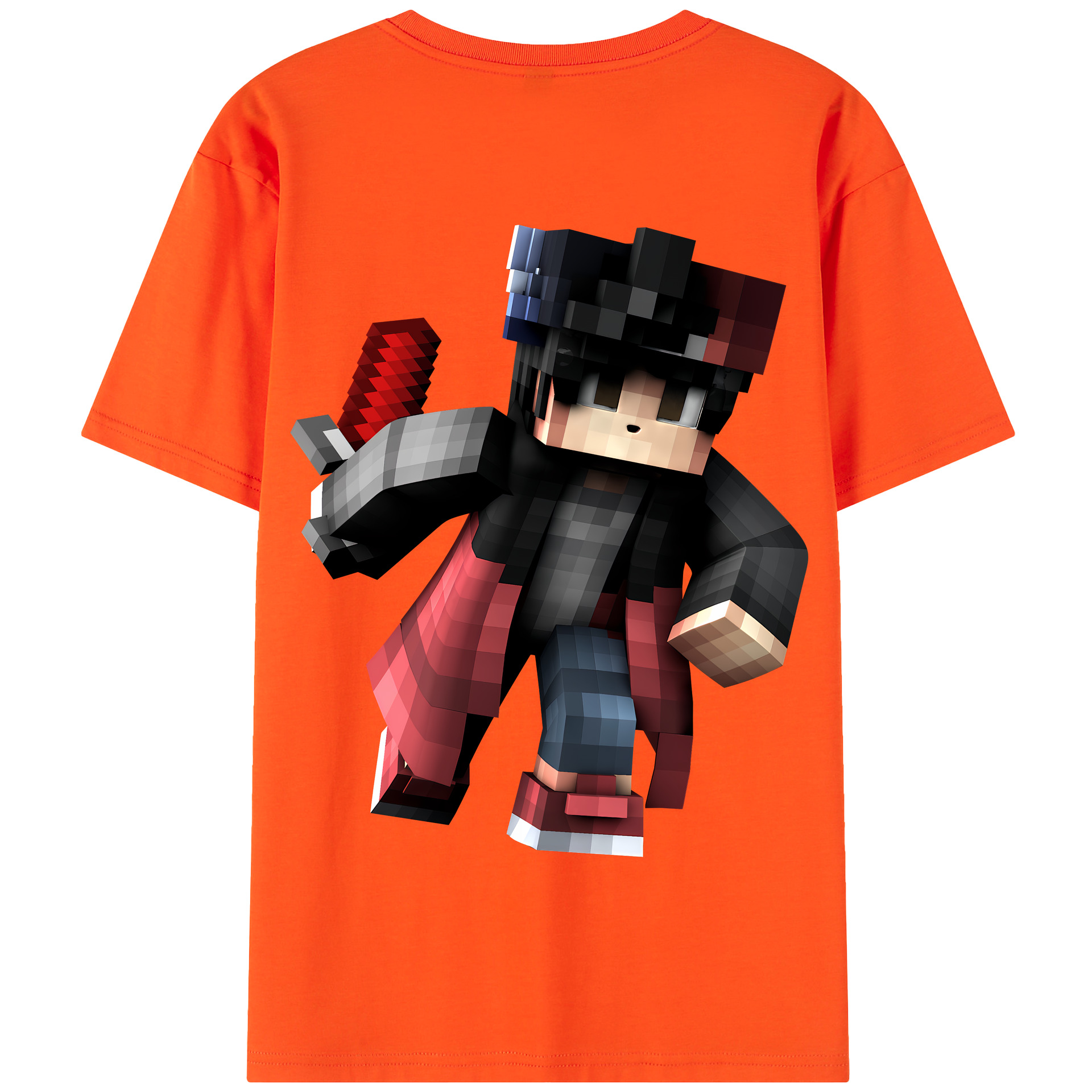 （画像用） マインクラフト ブロックの世界 Minecraft MC Block world 綿100％半袖Tシャツ（背面プリント）