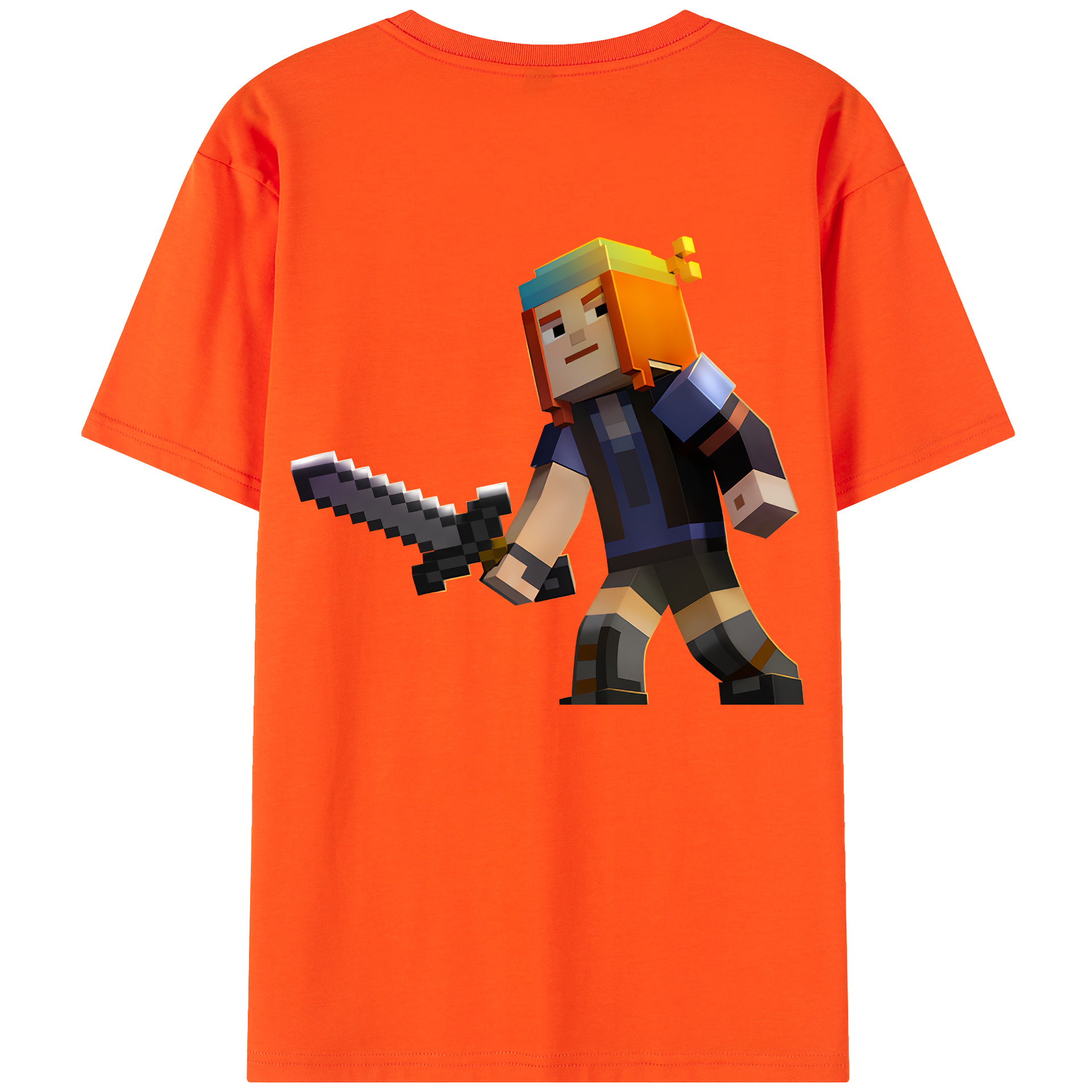 （画像用） マインクラフト ブロックの世界 Minecraft MC Block world 綿100％半袖Tシャツ（背面プリント）