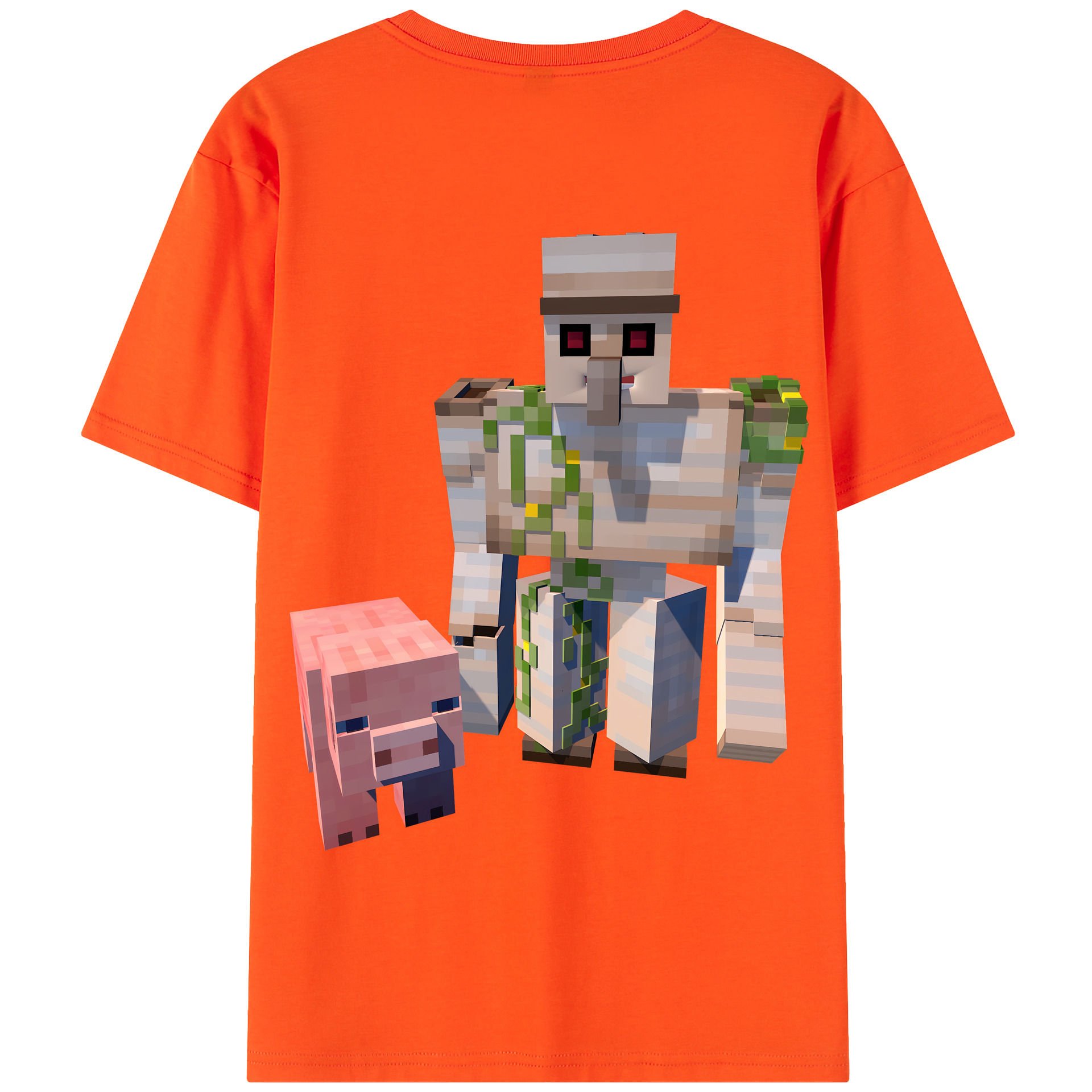 （画像用） マインクラフト ブロックの世界 Minecraft MC Block world 綿100％半袖Tシャツ（背面プリント）