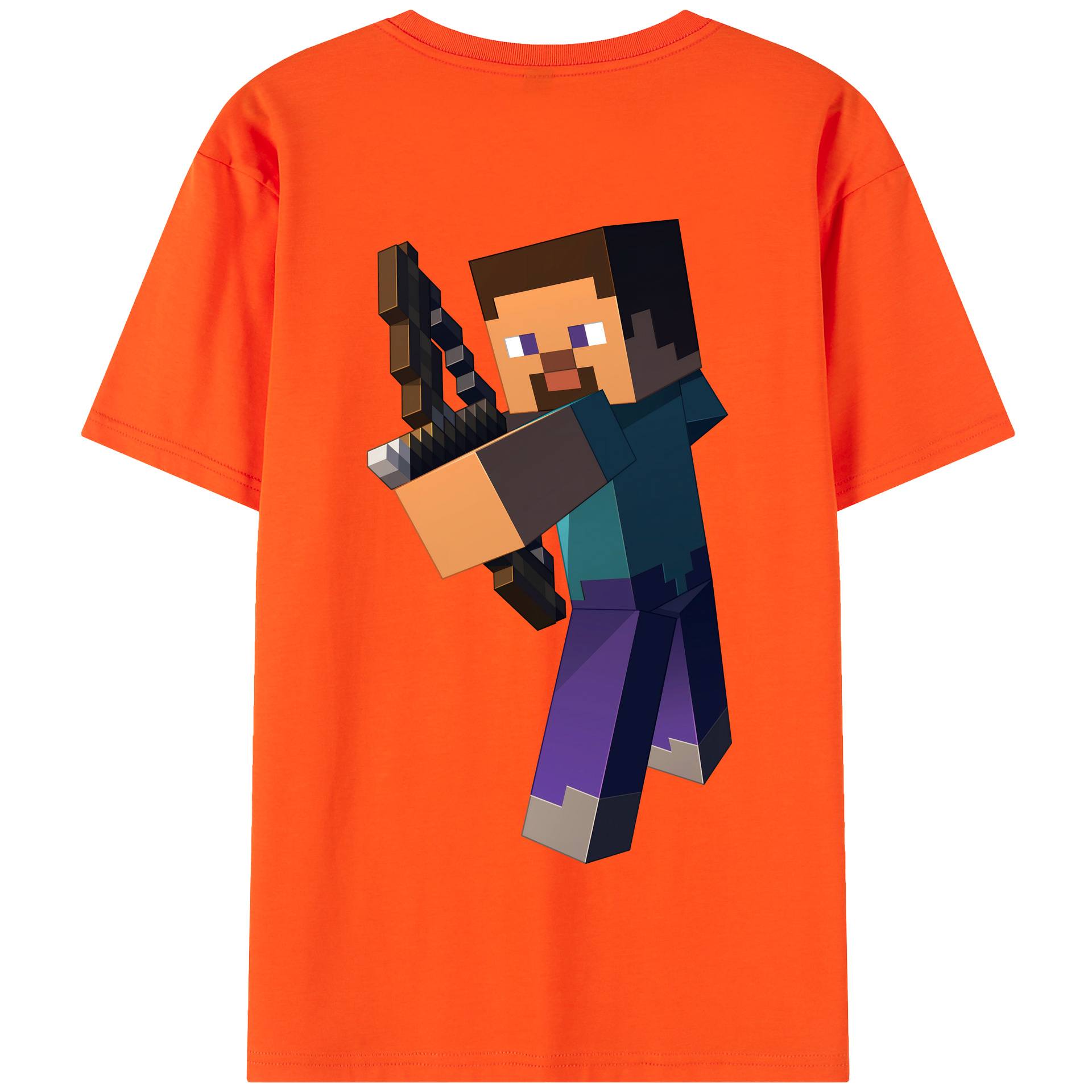 （画像用） マインクラフト ブロックの世界 Minecraft MC Block world 綿100％半袖Tシャツ（背面プリント）