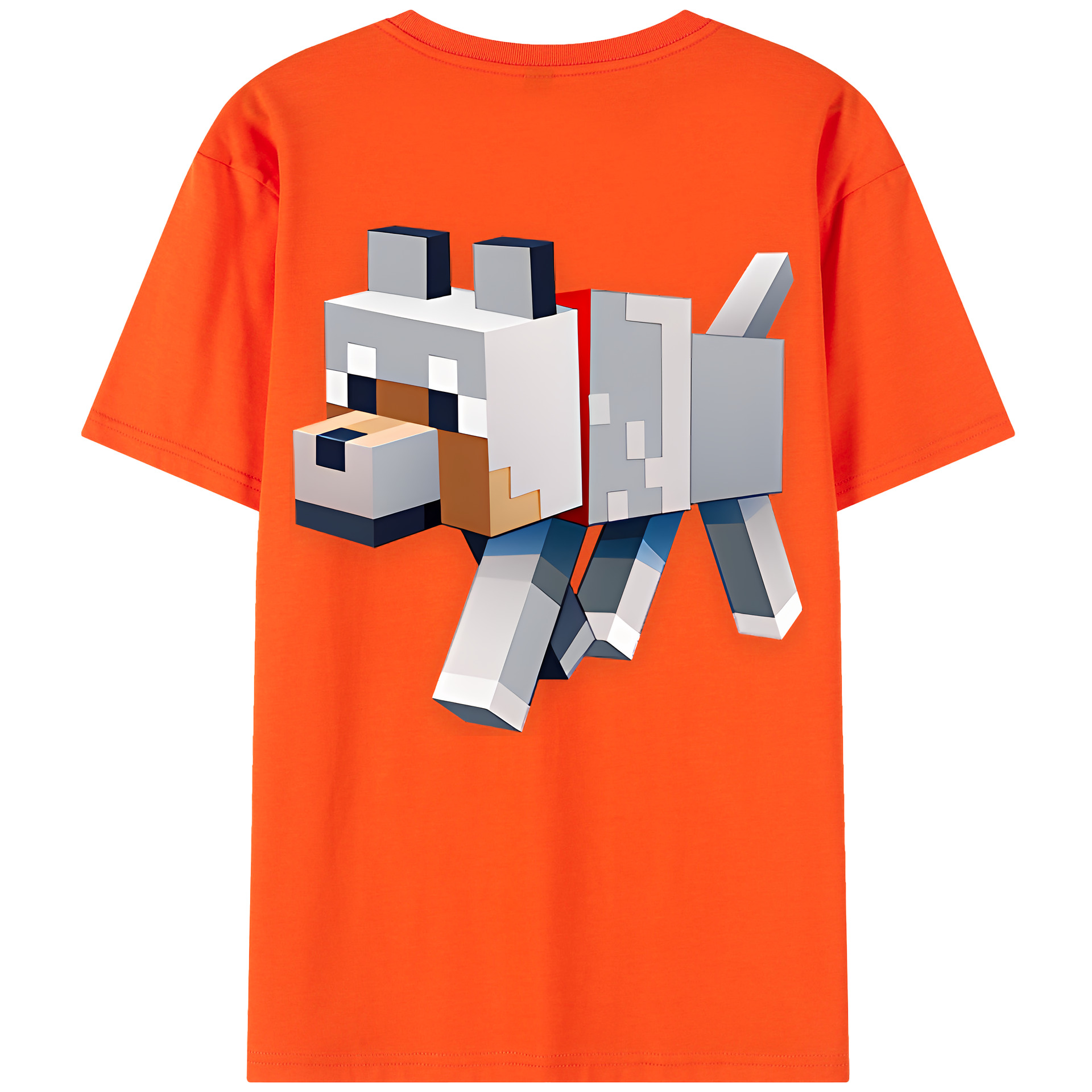 （画像用） マインクラフト ブロックの世界 Minecraft MC Block world 綿100％半袖Tシャツ（背面プリント）