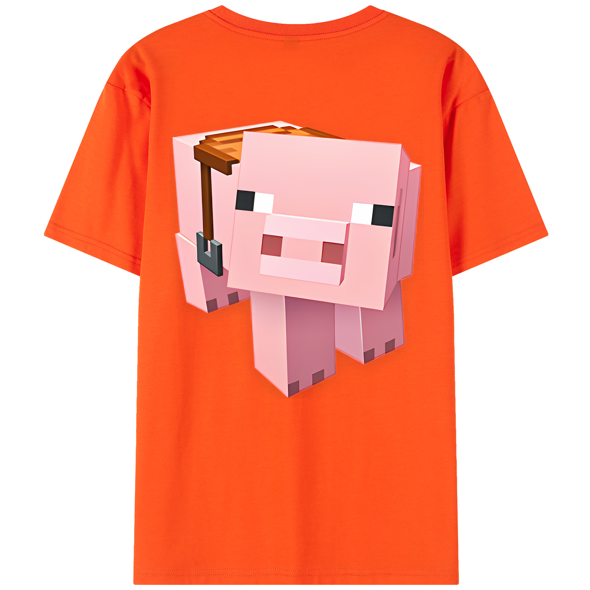 （画像用） マインクラフト ブロックの世界 Minecraft MC Block world 綿100％半袖Tシャツ（背面プリント）