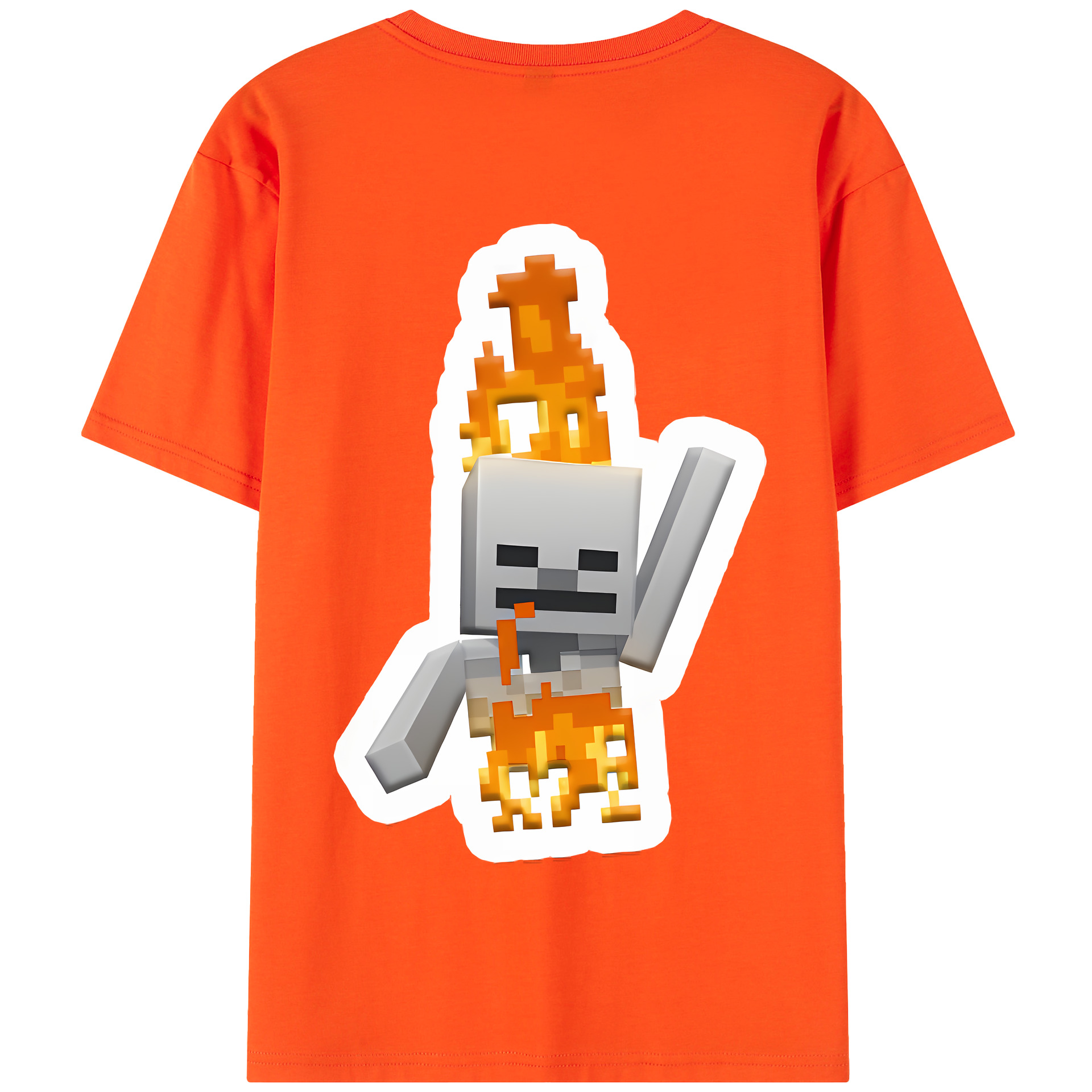 （画像用） マインクラフト ブロックの世界 Minecraft MC Block world 綿100％半袖Tシャツ（背面プリント）