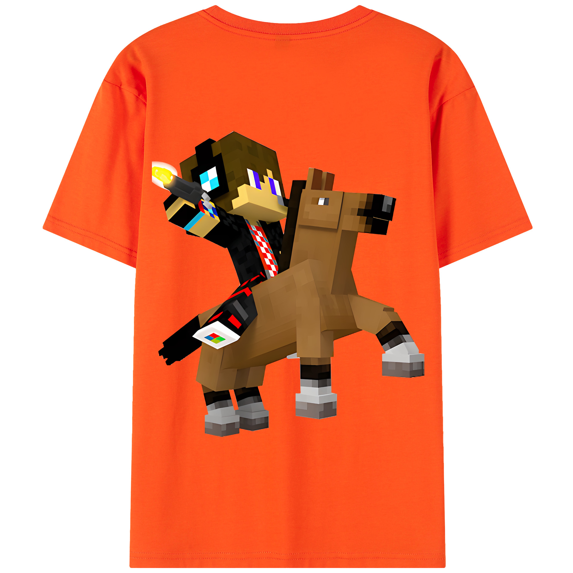 （画像用） マインクラフト ブロックの世界 Minecraft MC Block world 綿100％半袖Tシャツ（背面プリント）