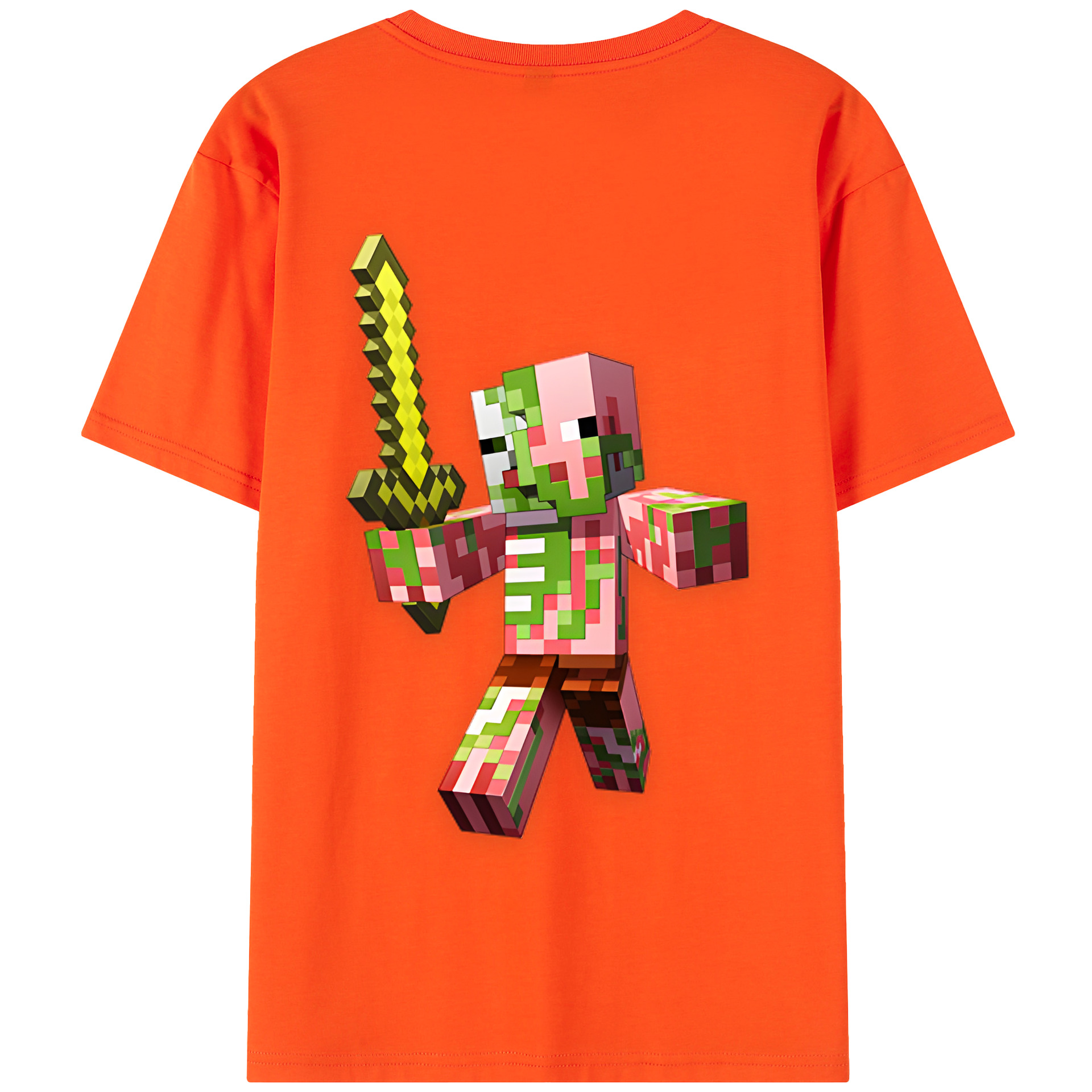 （画像用） マインクラフト ブロックの世界 Minecraft MC Block world 綿100％半袖Tシャツ（背面プリント）