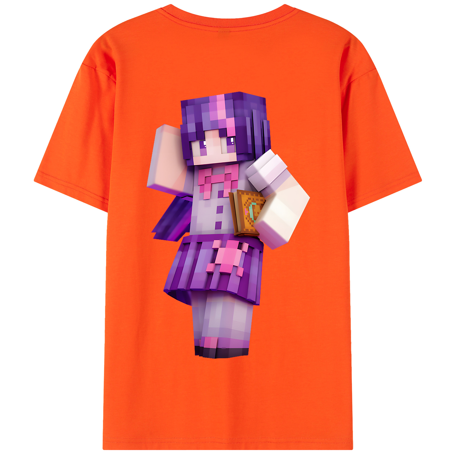 （画像用） マインクラフト ブロックの世界 Minecraft MC Block world 綿100％半袖Tシャツ（背面プリント）