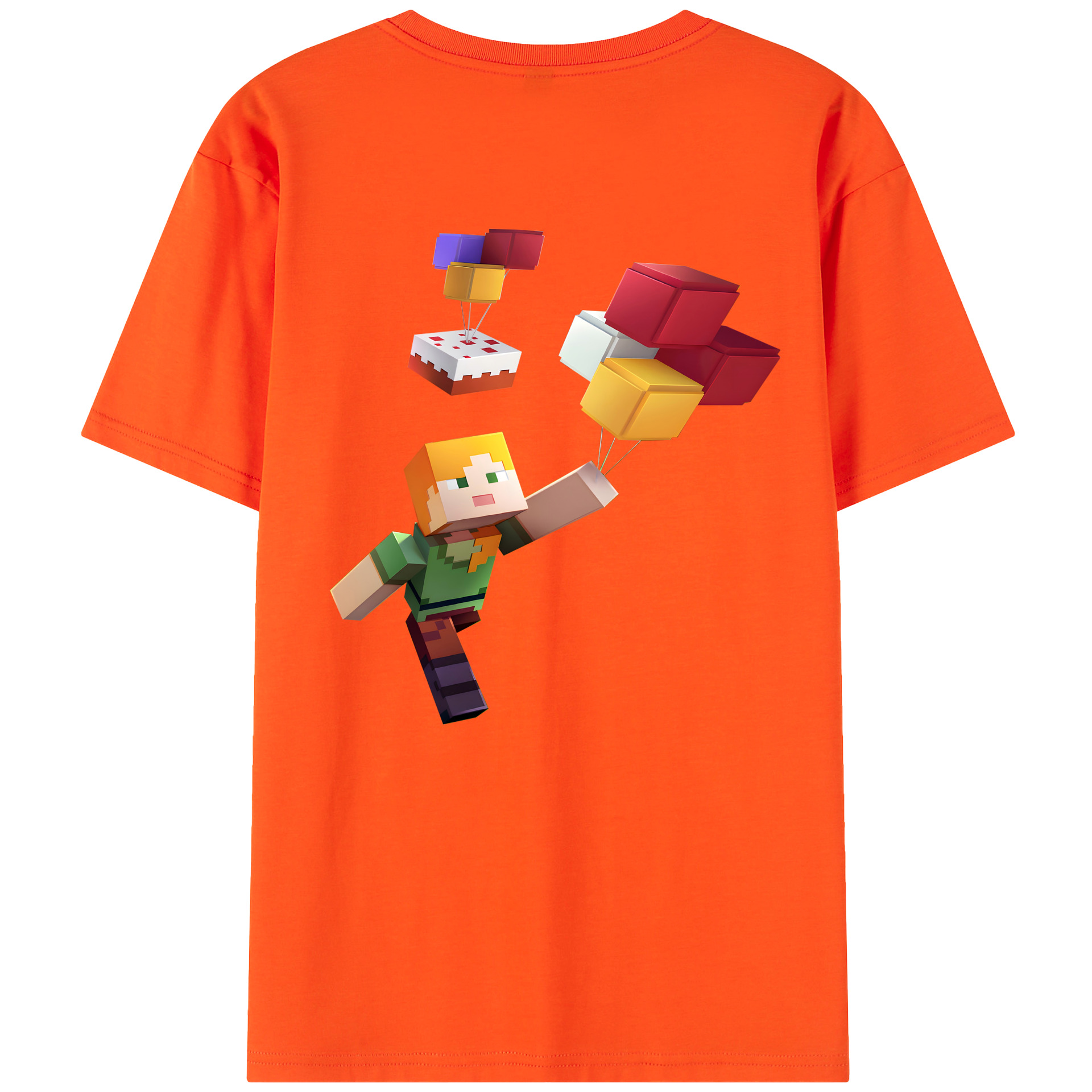 （画像用） マインクラフト ブロックの世界 Minecraft MC Block world 綿100％半袖Tシャツ（背面プリント）