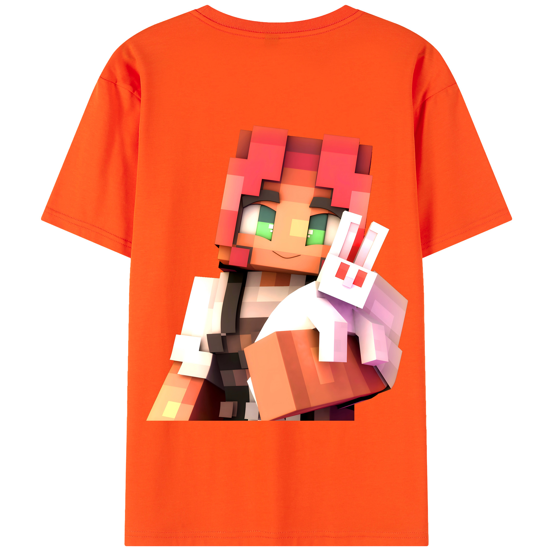 （画像用） マインクラフト ブロックの世界 Minecraft MC Block world 綿100％半袖Tシャツ（背面プリント）
