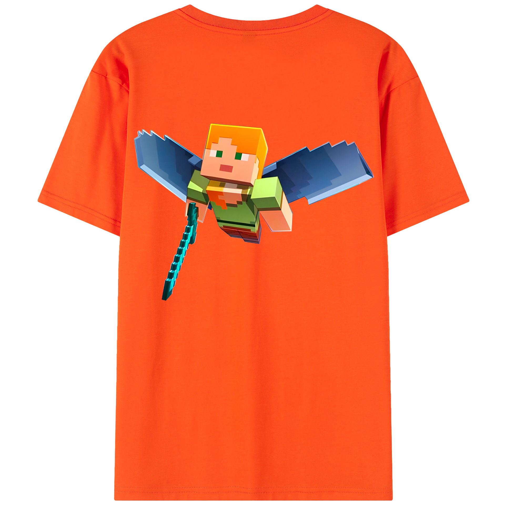 （画像用） マインクラフト ブロックの世界 Minecraft MC Block world 綿100％半袖Tシャツ（背面プリント）
