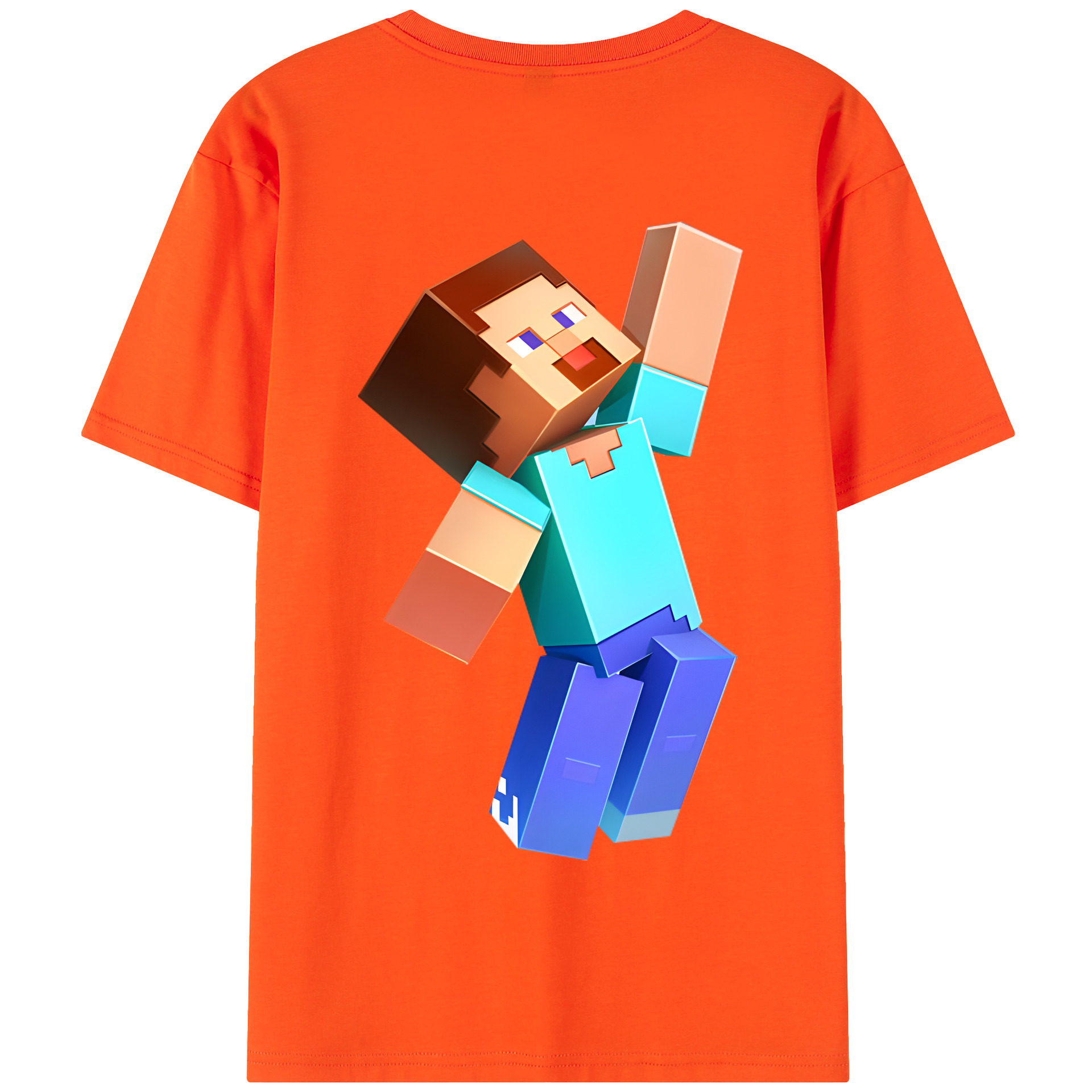 （画像用） マインクラフト ブロックの世界 Minecraft MC Block world 綿100％半袖Tシャツ（背面プリント）