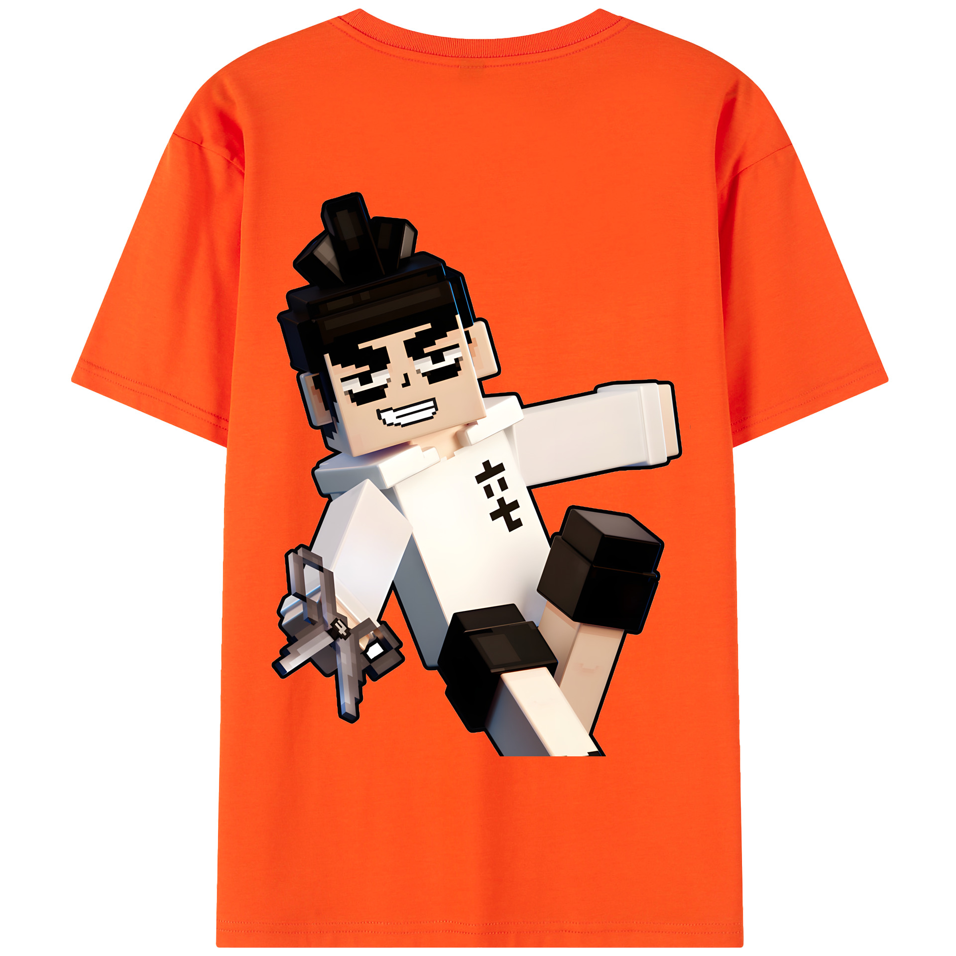 （画像用） マインクラフト ブロックの世界 Minecraft MC Block world 綿100％半袖Tシャツ（背面プリント）