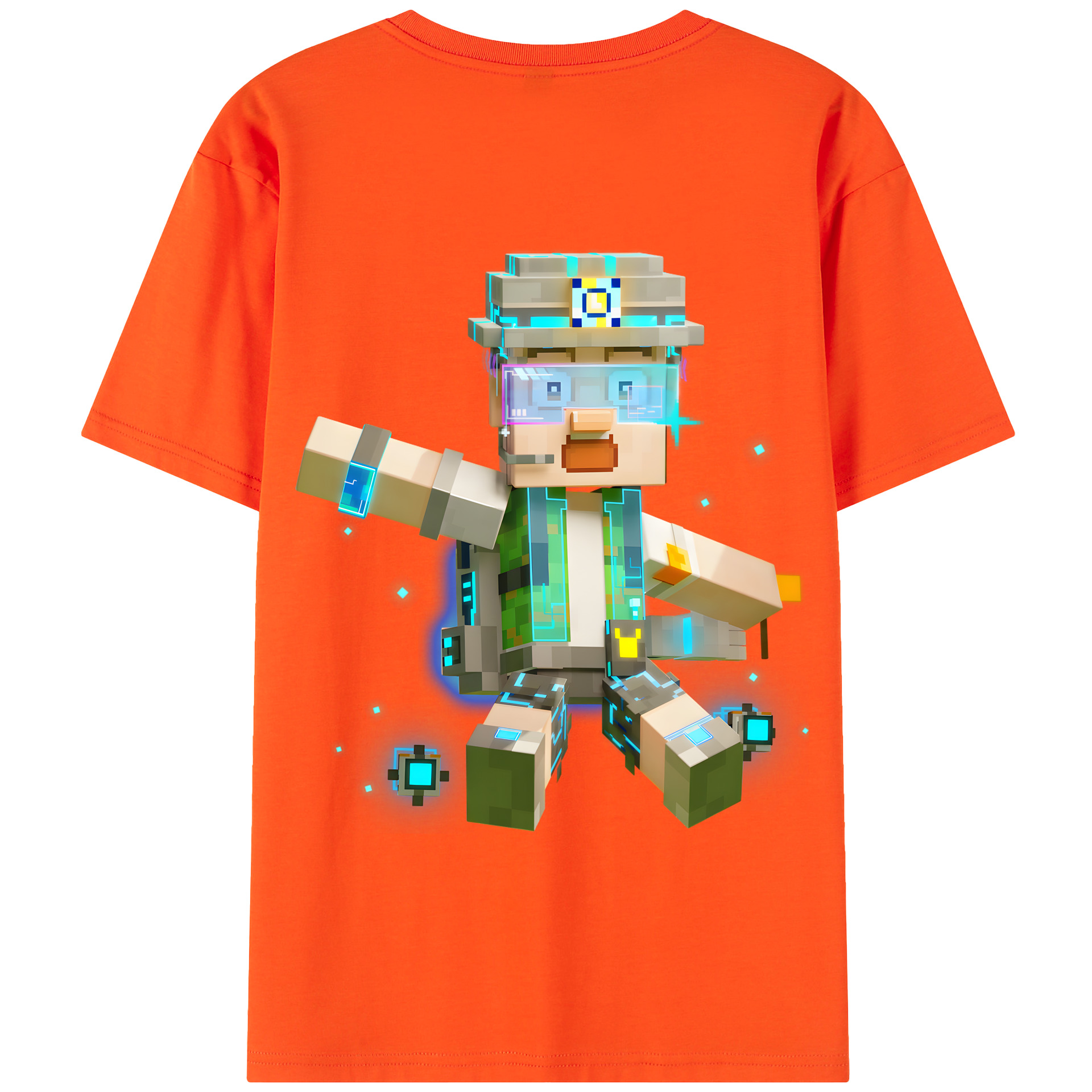 （画像用） マインクラフト ブロックの世界 Minecraft MC Block world 綿100％半袖Tシャツ（背面プリント）