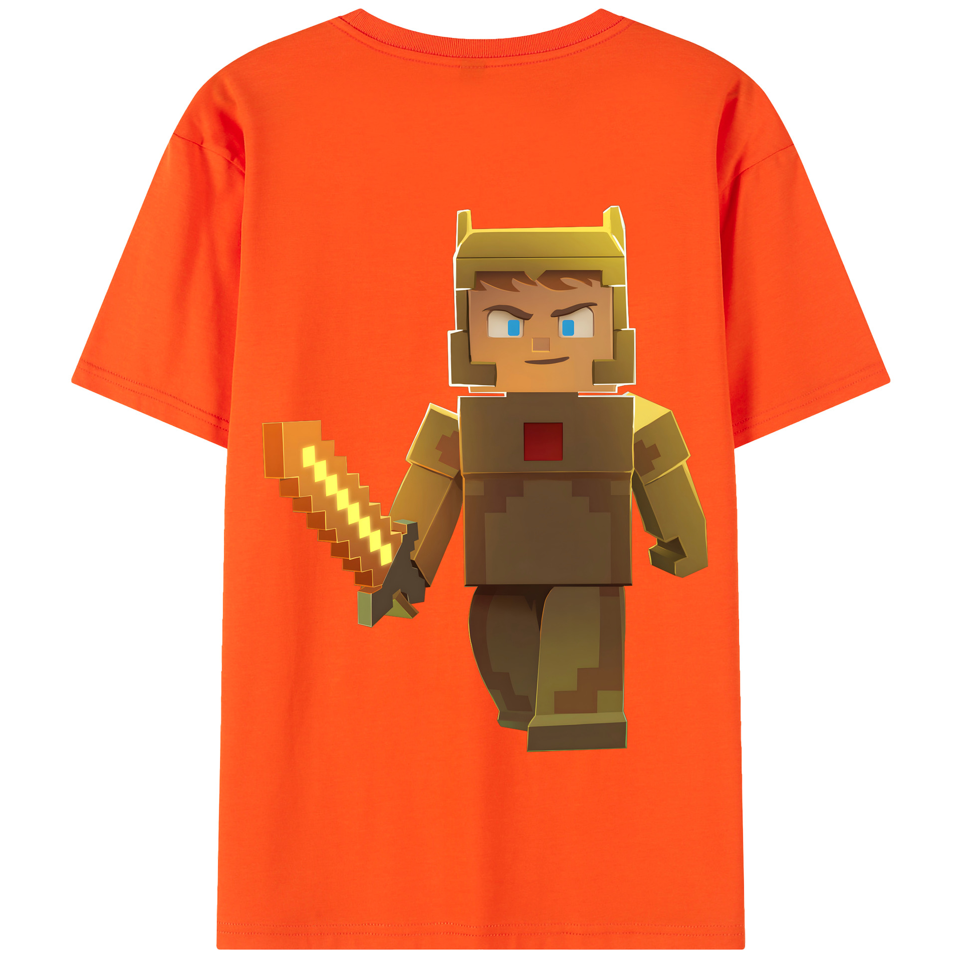 （画像用） マインクラフト ブロックの世界 Minecraft MC Block world 綿100％半袖Tシャツ（背面プリント）