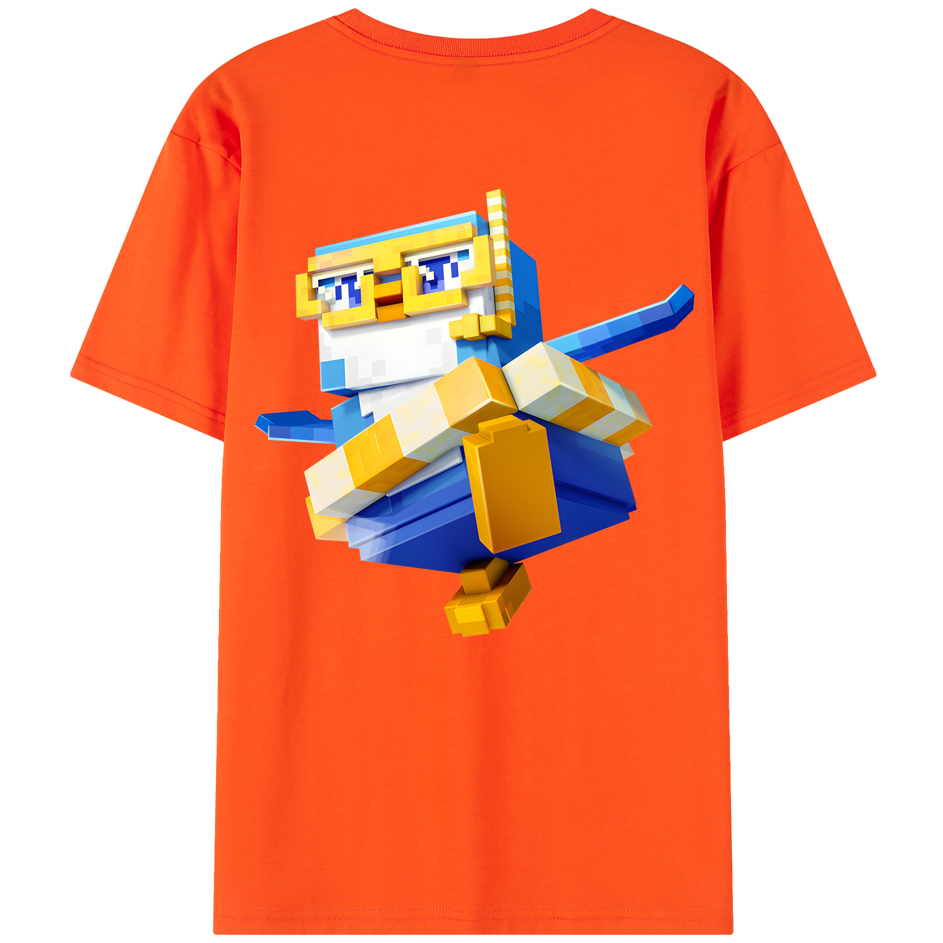 （画像用） マインクラフト ブロックの世界 Minecraft MC Block world 綿100％半袖Tシャツ（背面プリント）