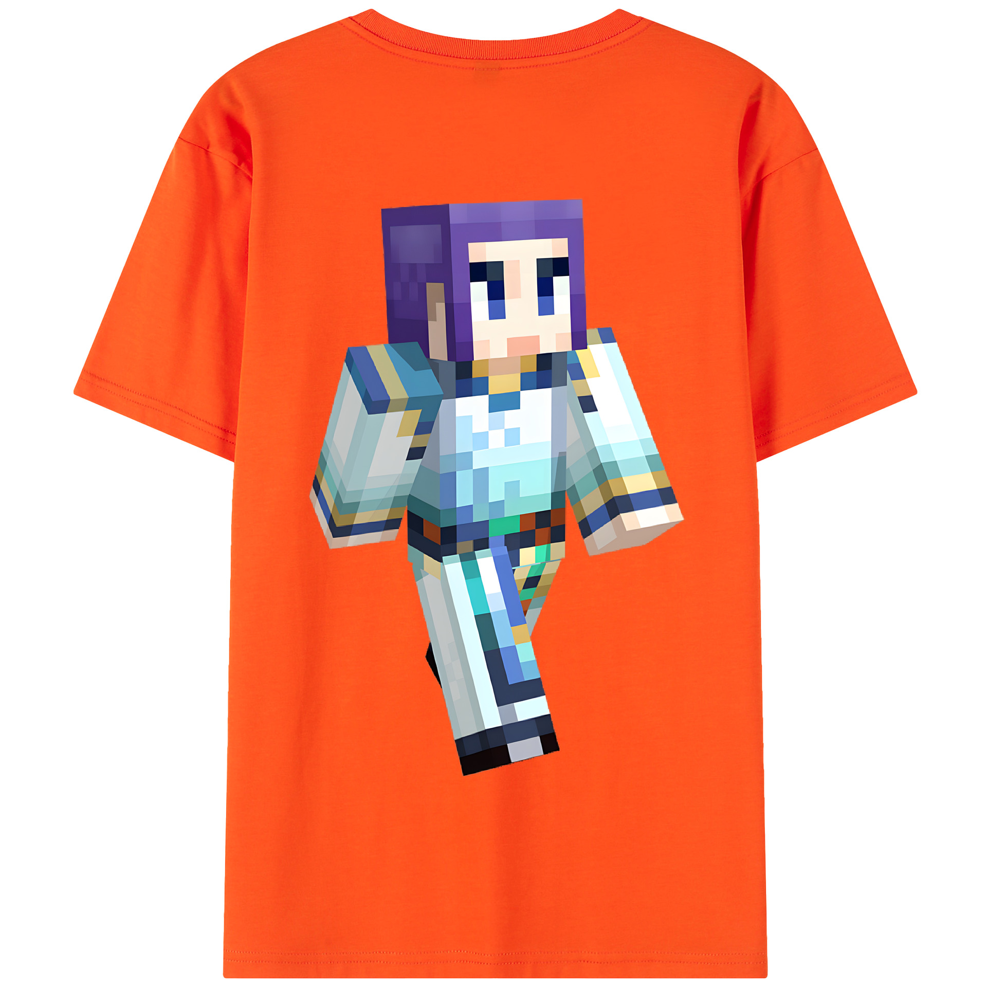 （画像用） マインクラフト ブロックの世界 Minecraft MC Block world 綿100％半袖Tシャツ（背面プリント）