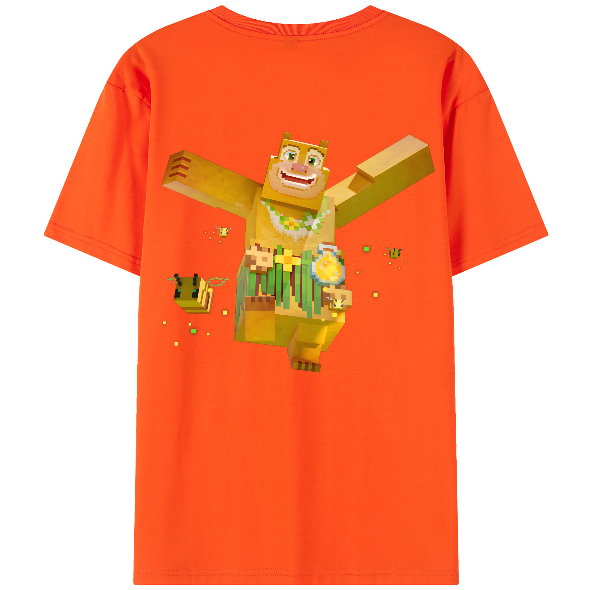 （画像用） マインクラフト ブロックの世界 Minecraft MC Block world 綿100％半袖Tシャツ（背面プリント）