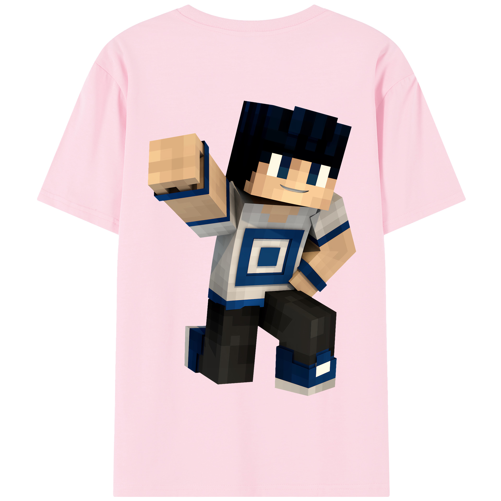 （画像用） マインクラフト ブロックの世界 Minecraft MC Block world 綿100％半袖Tシャツ（背面プリント）