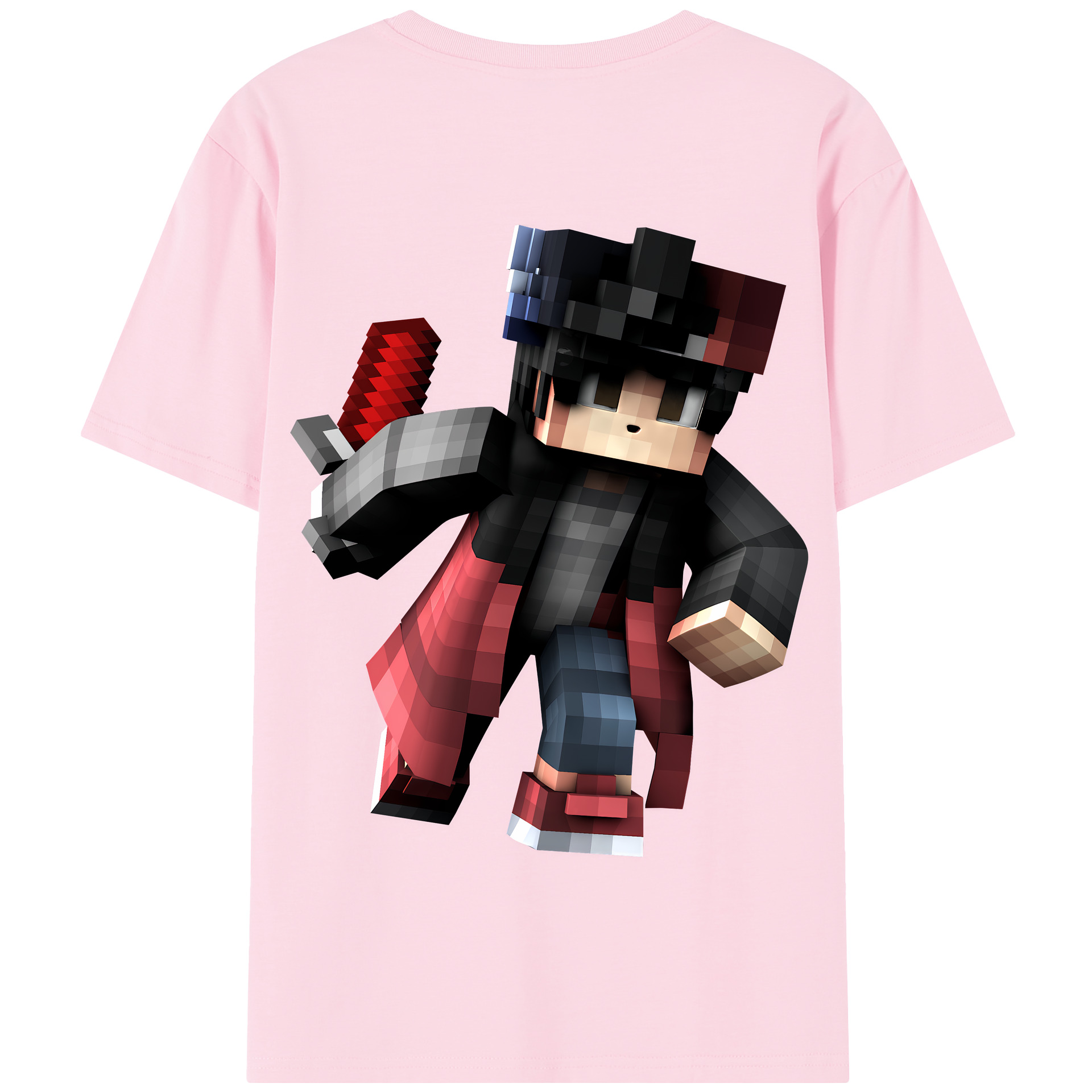（画像用） マインクラフト ブロックの世界 Minecraft MC Block world 綿100％半袖Tシャツ（背面プリント）