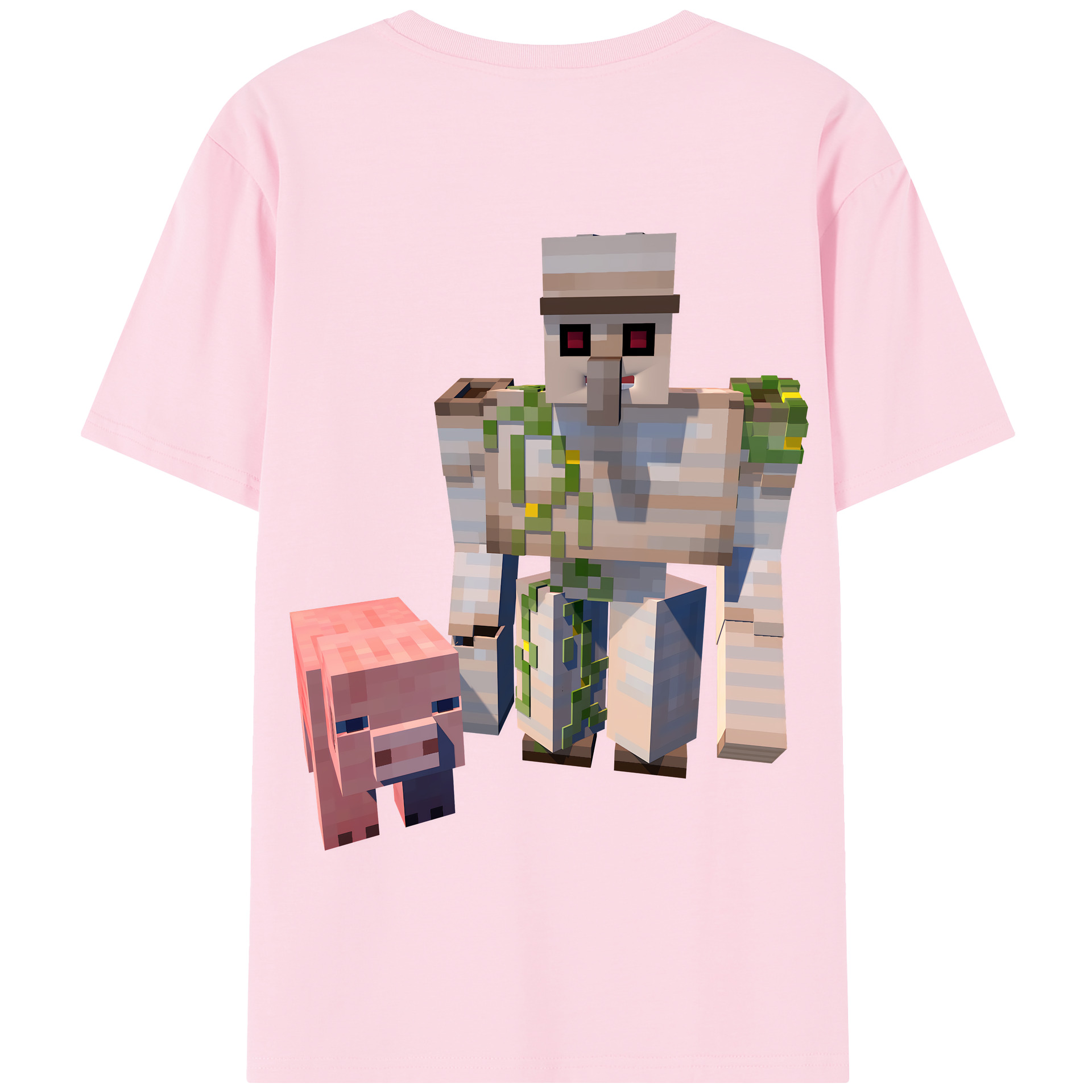 （画像用） マインクラフト ブロックの世界 Minecraft MC Block world 綿100％半袖Tシャツ（背面プリント）